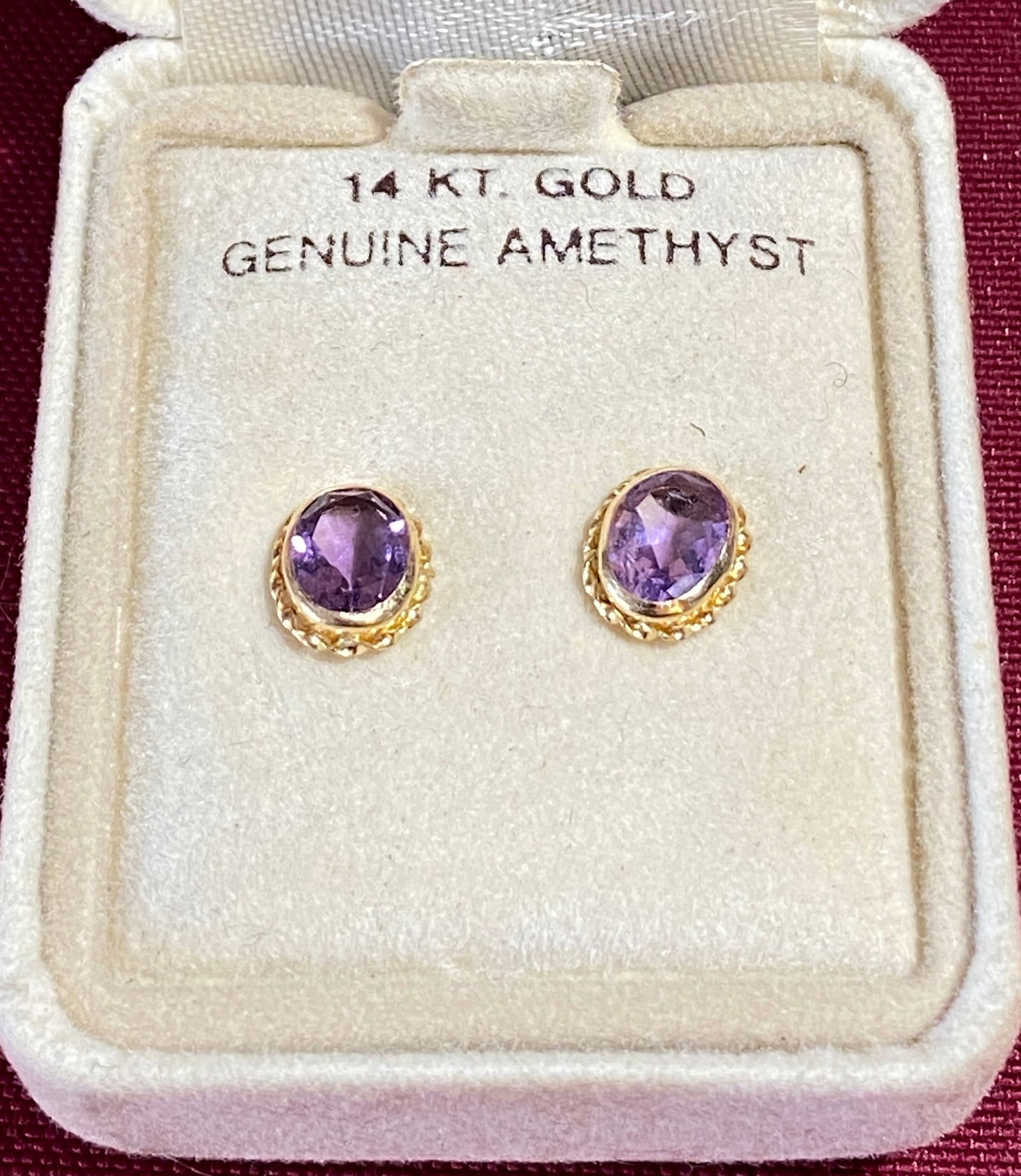 14K Gold with Amethyst Pair of Earrings - Approx: 14K Gold with Amethyst Pair of Earrings - Approx