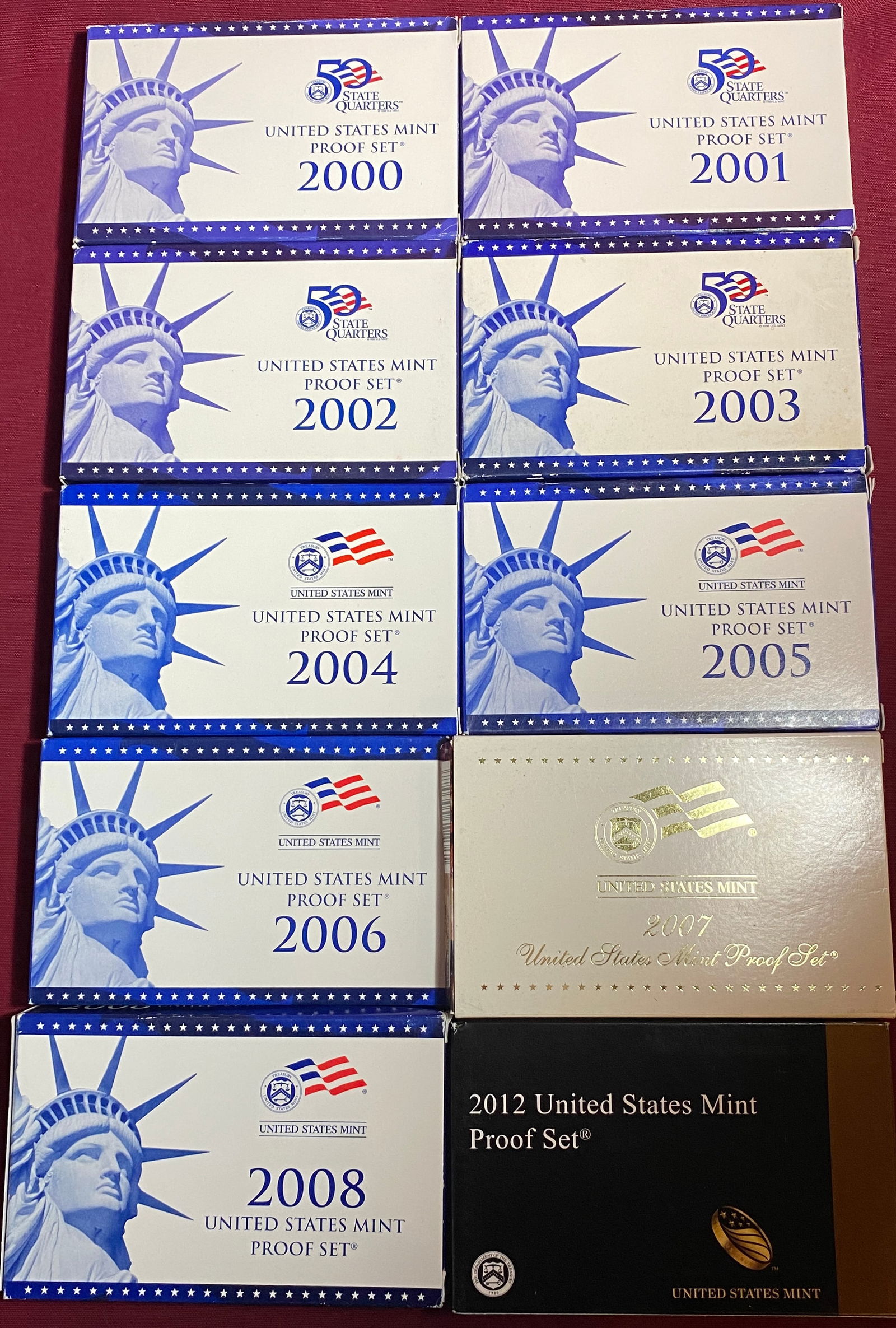 Ten U.S. Mint Proof Sets - 2000-2008, 2012 (1 of 3)