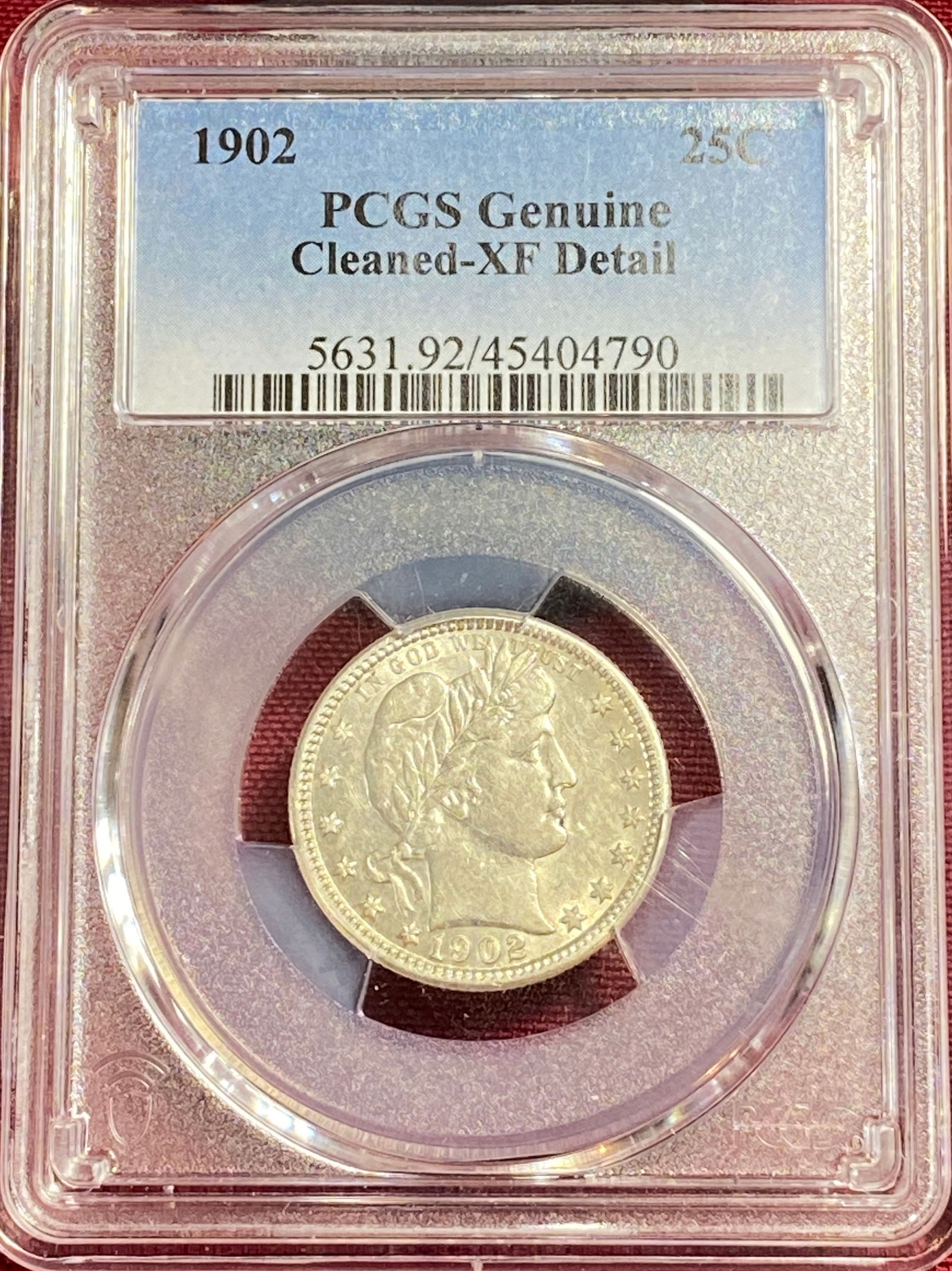 1902 Barber Quarter PCGS Genuine - XF Detail - Cleaned (1 of 3)