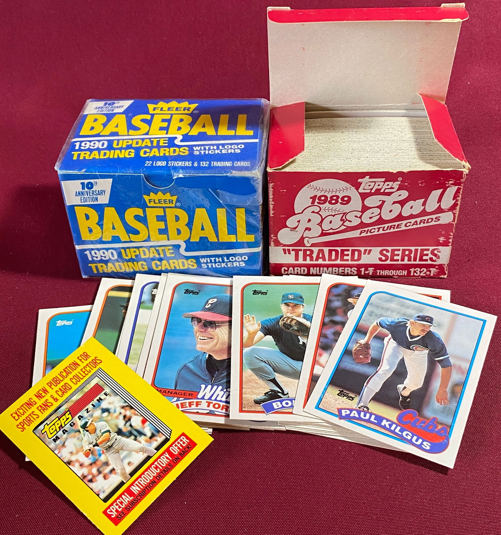 Two Boxes of Baseball Cards - 1989 TOPPS Picture Cards & Factory Sealed 1990 Fleer Update Trading (1 of 3)