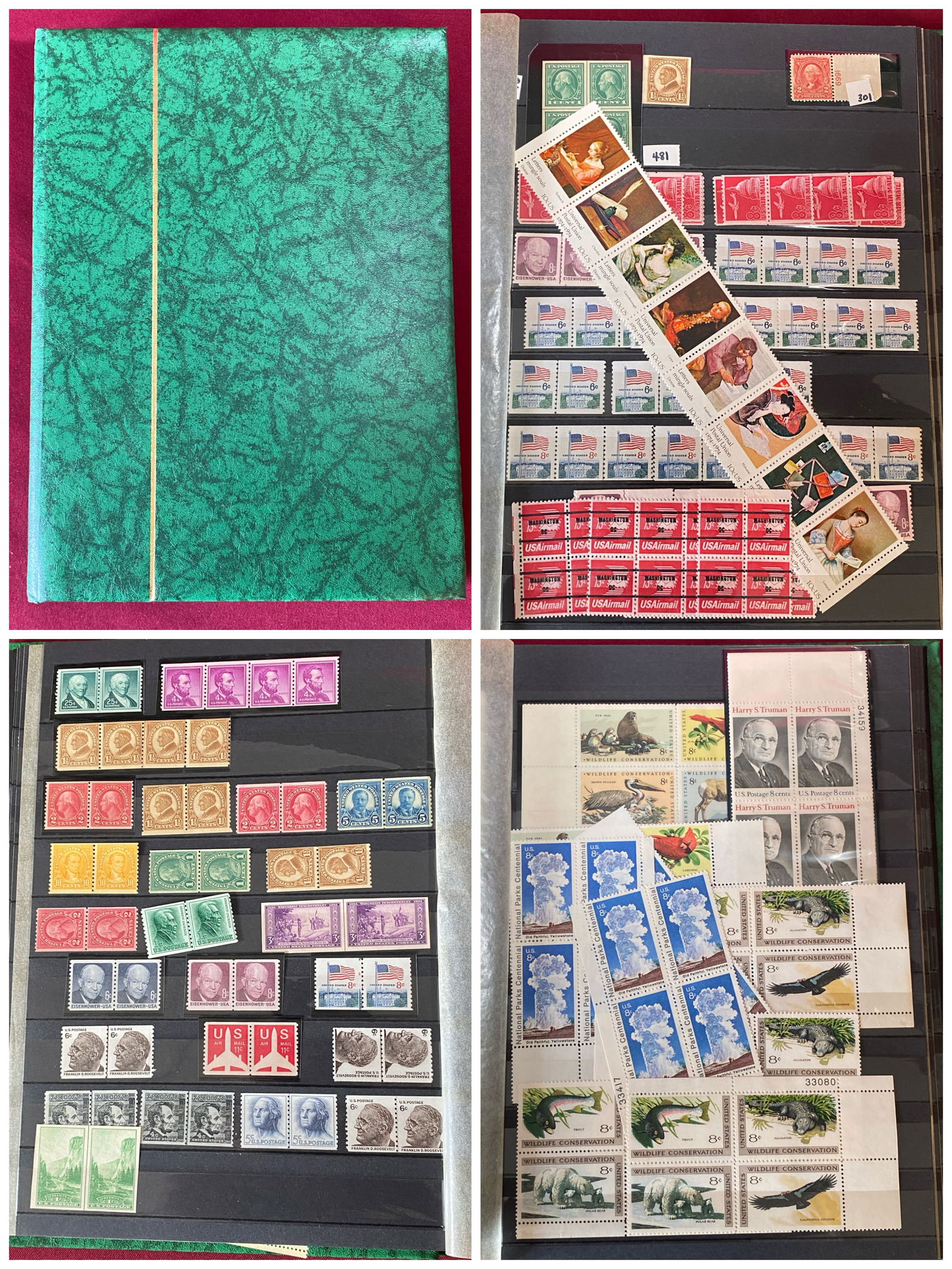 Book Full of Stamps - Blocks, First Day Issue, Mostly All U.S. and Uncancelled (1 of 9)