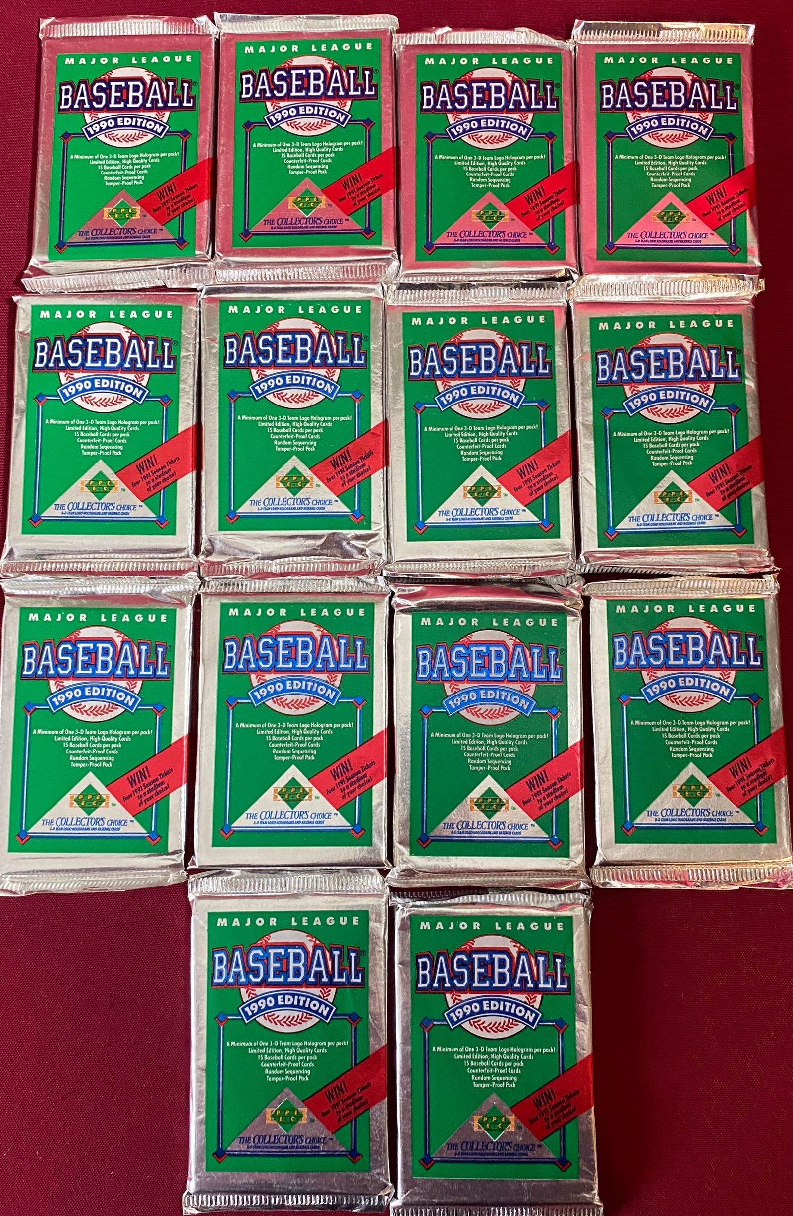 Fourteen 1990 Upper Deck Baseball Card Packs (1 of 3)