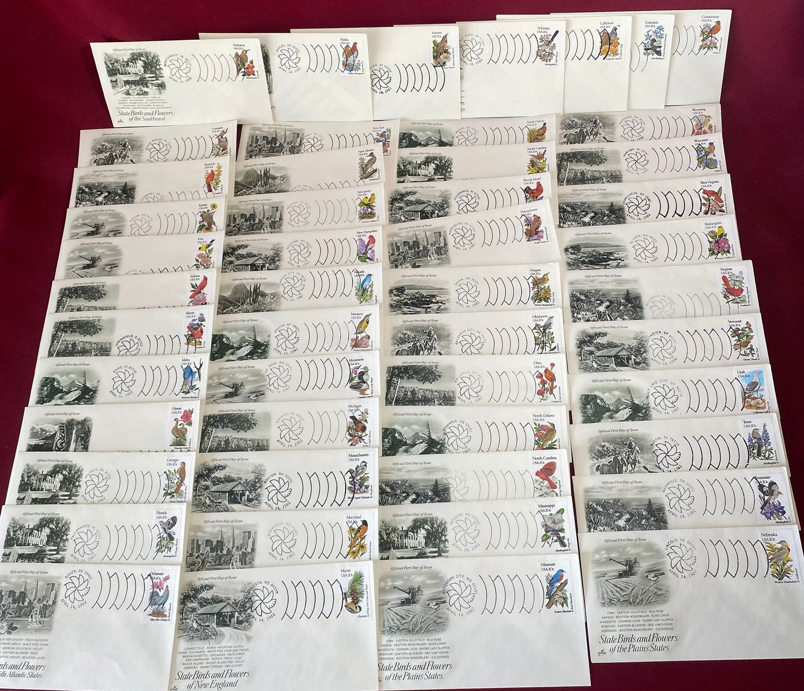 First Day Issue Envelope Covers and Stamps - State Birds and Flowers (1 of 5)