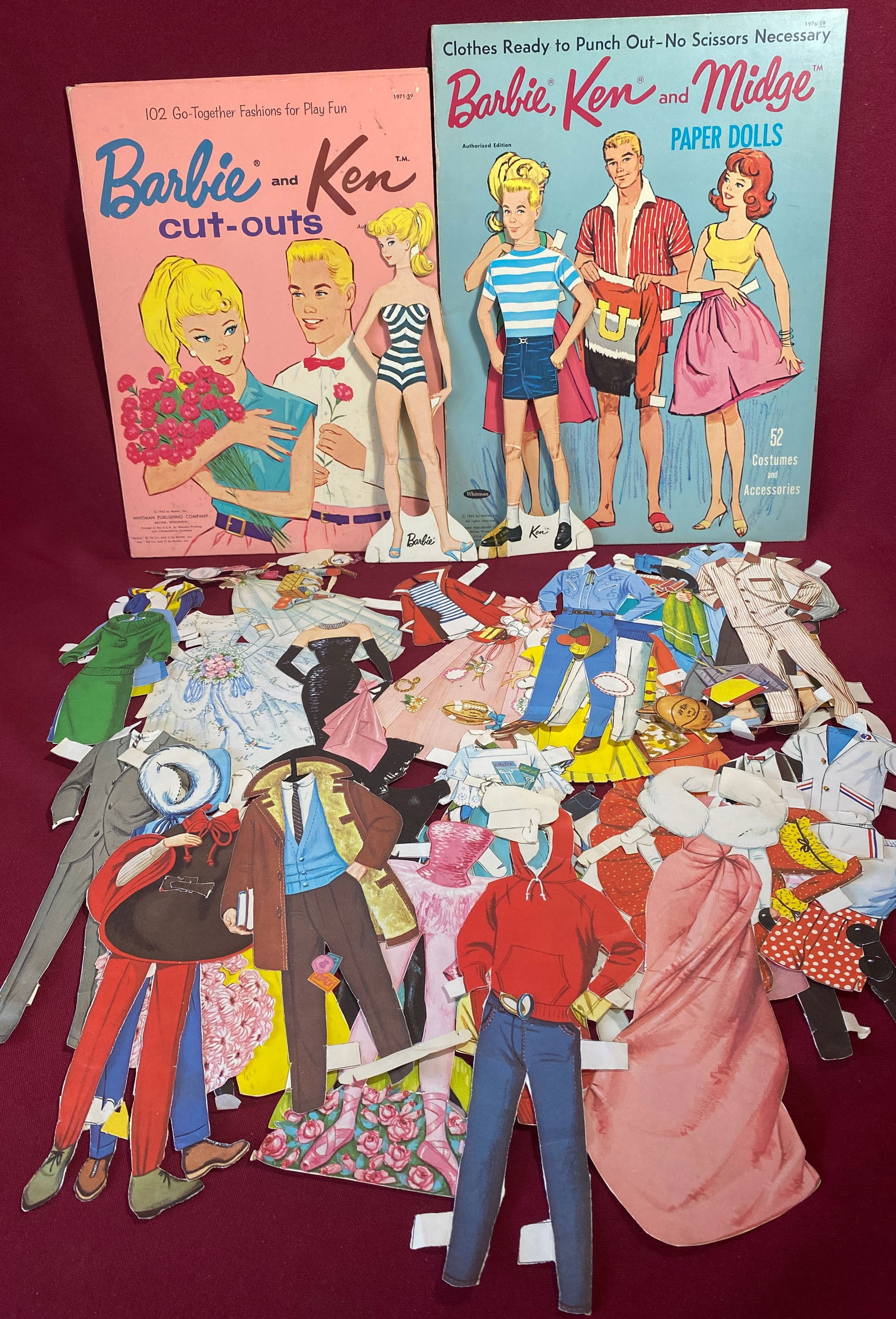 1960s Barbie and Ken Paper Cut-Out Dolls with Paper Clothes & Two Clothes Folders - Whitman: 1960s Barbie and Ken Paper Cut-Out Dolls with Paper Clothes & Two Clothes Folders - Whitman Publising Co.