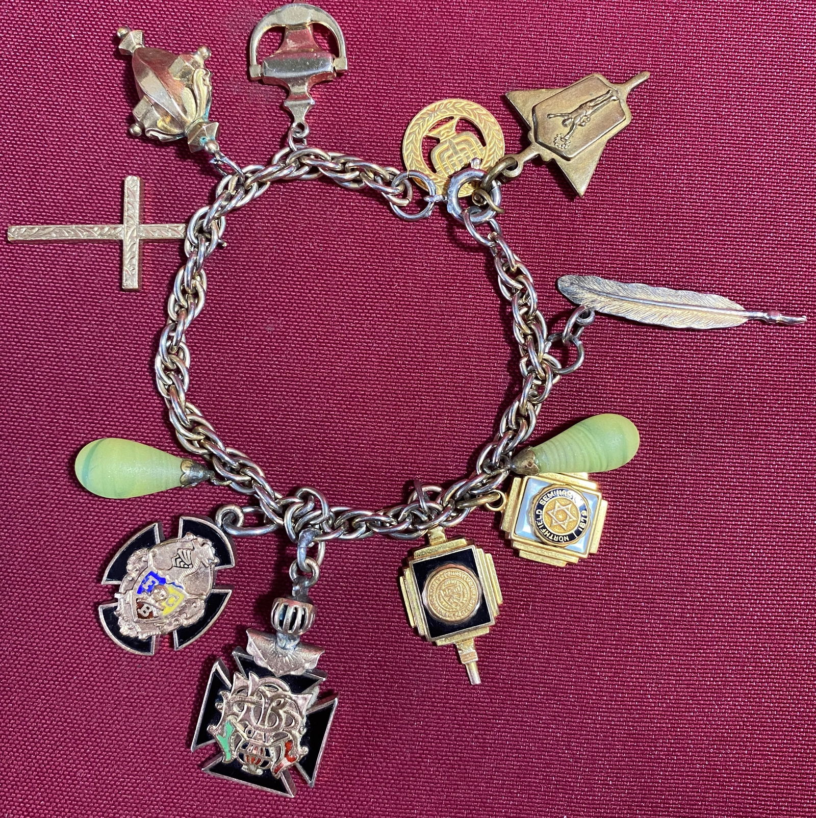Vintage Charm Bracelet - Knights of Pythias, Railroad Workers, Northfield Seminary, and More: Vintage Charm Bracelet - Knights of Pythias, Railroad Workers, Northfield Seminary, and More