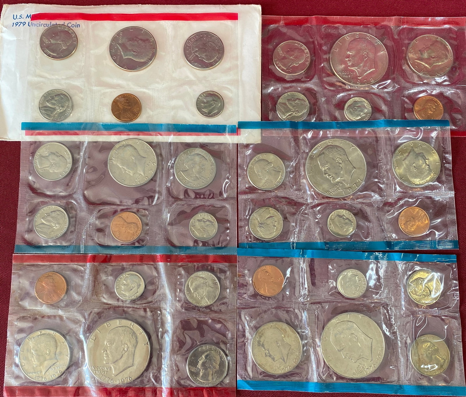 U.S. Mint Uncirculated Coin Sets - Both Mints 1976 & 1979 - 1978 D Mint & 1977 P Mint: U.S. Mint Uncirculated Coin Sets - Both Mints 1976 & 1979 - 1978 D Mint & 1977 P Mint