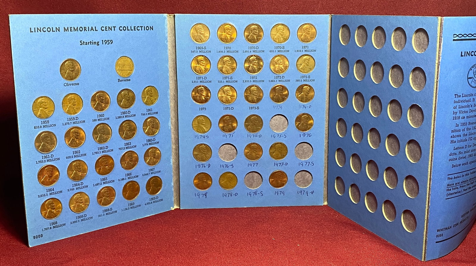 Lincoln Memorial Cent Folio - 47 Pennies: Lincoln Memorial Cent Folio - 47 Pennies