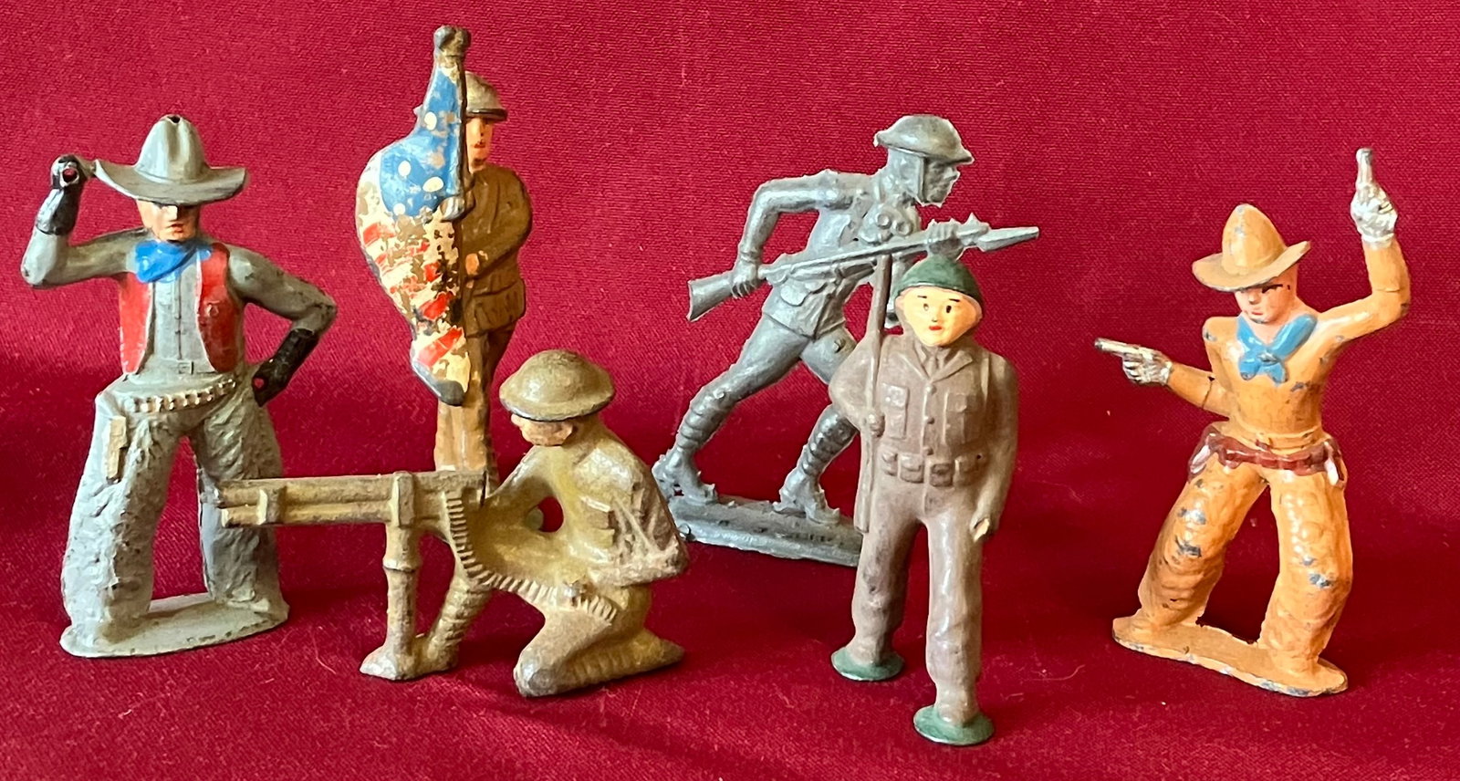 Iron, Lead, Etc. Soldiers and Cowboys - Barclay and Others - Including Double Pistol Shooting Cowboy: Iron, Lead, Etc. Soldiers and Cowboys - Barclay and Others - Including Double Pistol Shooting Cowboy and Flag Bearer