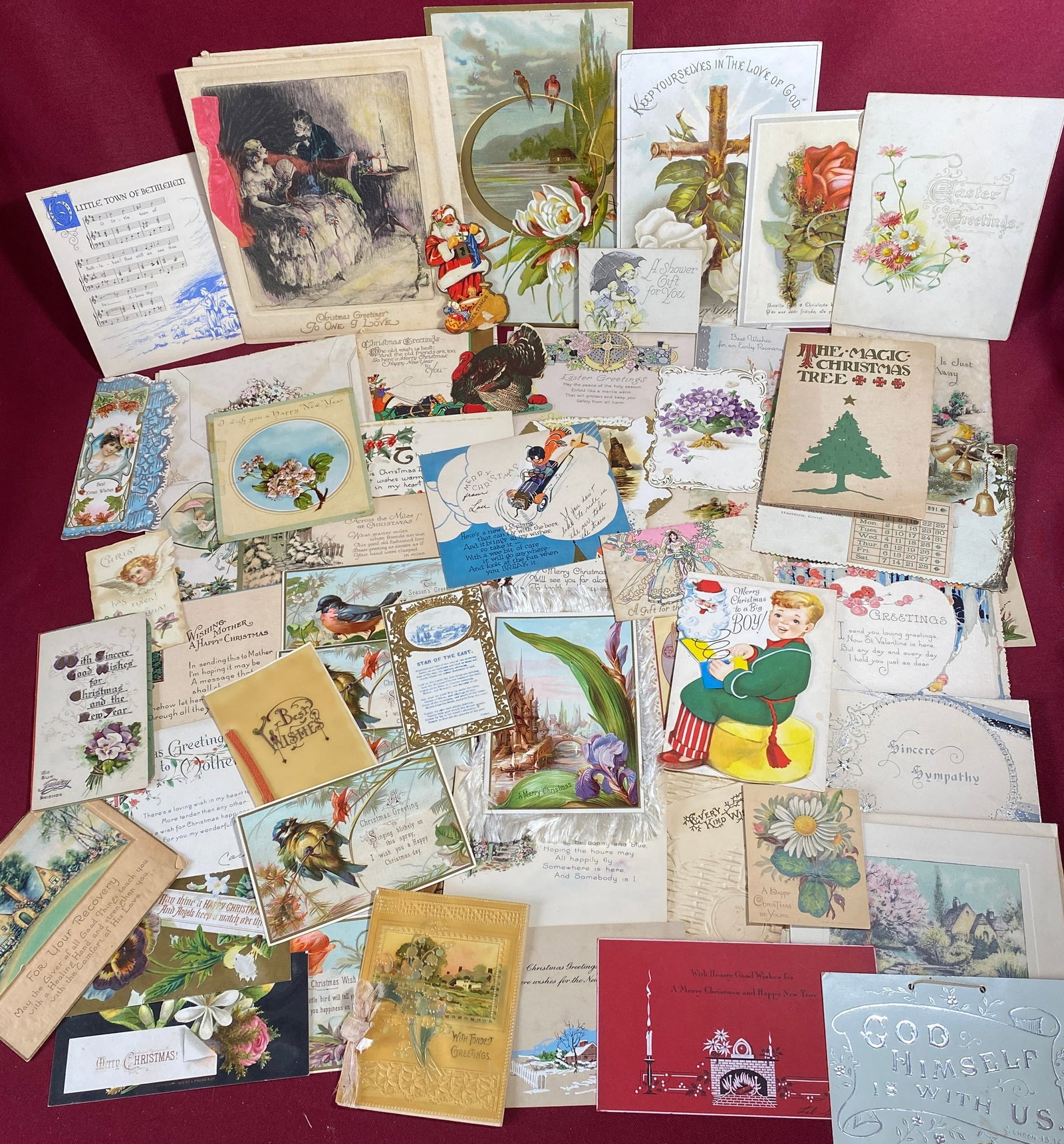 Vintage Greeting Cards - Approx 55 Pieces - Many with Writing in Them: Vintage Greeting Cards - Approx 55 Pieces - Many with Writing in Them