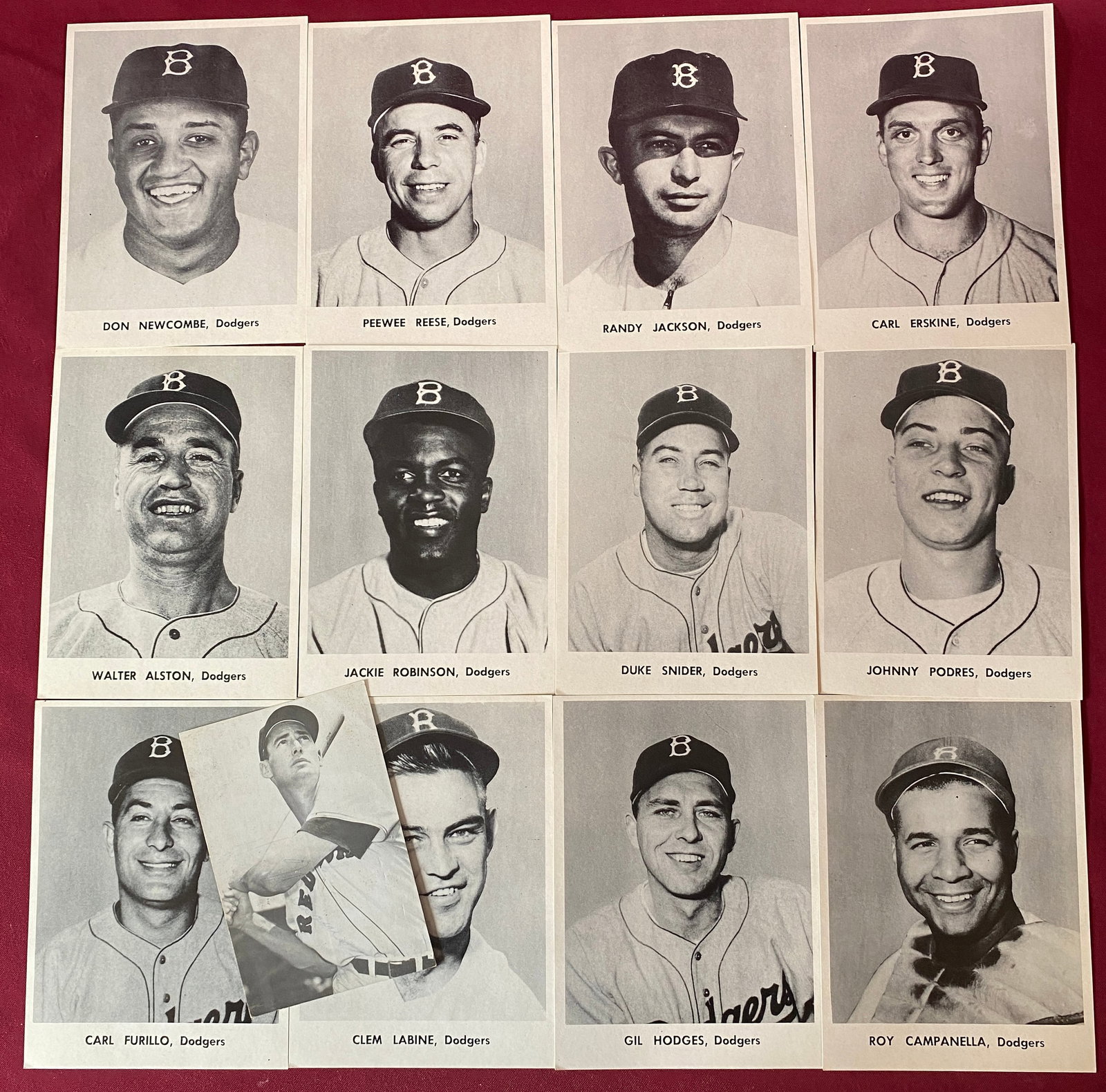 Twelve Brooklyn Dodgers World Champion Photo Cards (Including Jackie Robinson) & Ted Williams: Twelve Brooklyn Dodgers World Champion Photo Cards (Including Jackie Robinson) & Ted Williams Postcard