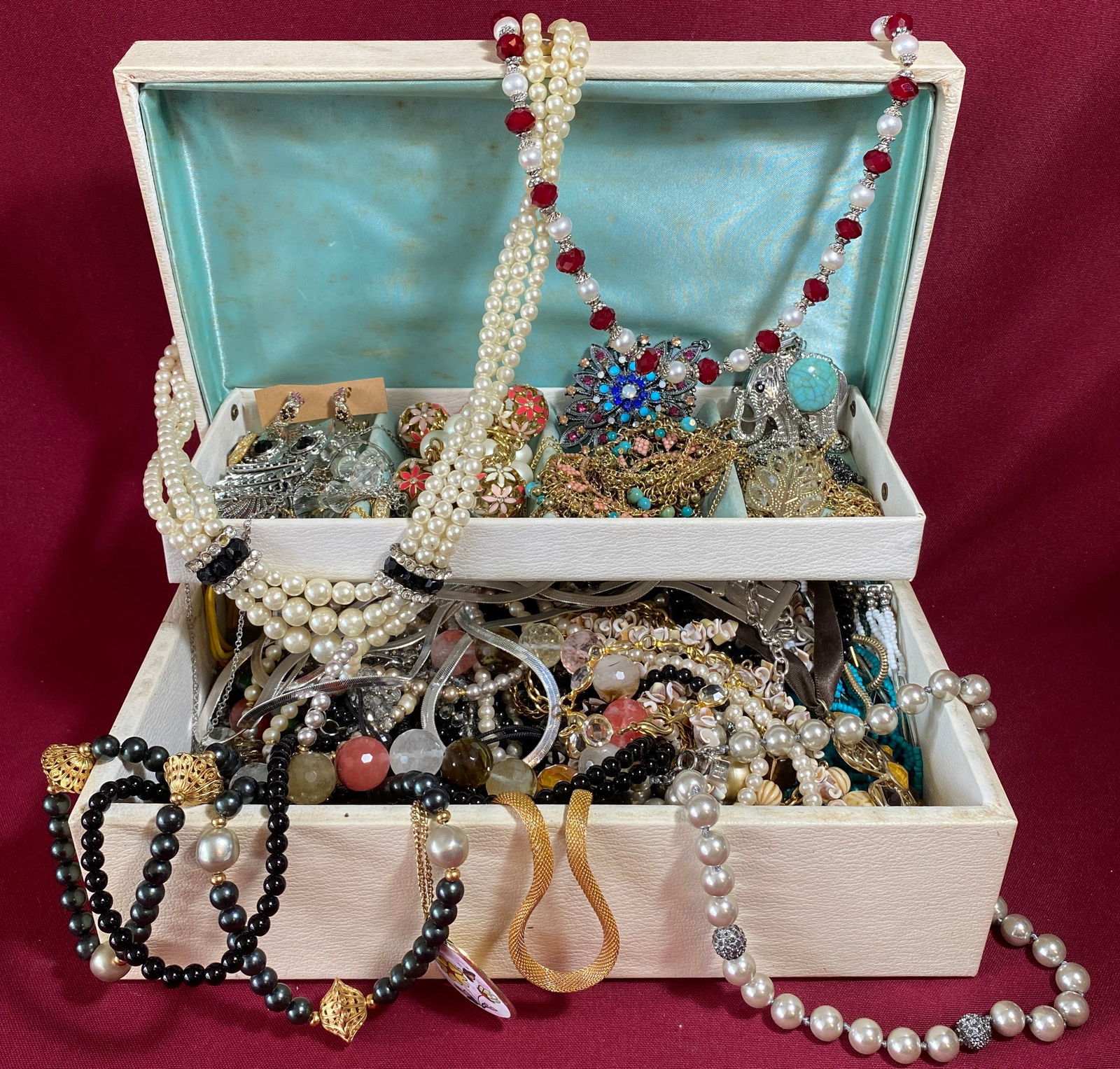 Jewelry Box Full of Vintage & Costume Jewelry - Possibly Sterling, Trifari, Kate Spade, Etc.: Jewelry Box Full of Vintage & Costume Jewelry - Possibly Sterling, Trifari, Kate Spade, Etc.