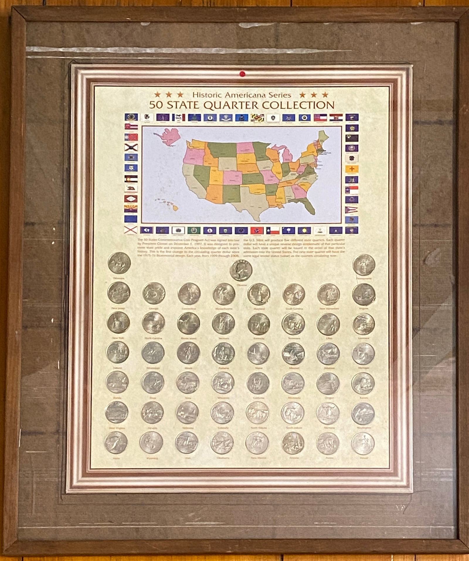 Framed Fifty State Quarter Collection Set - Insert 18"x14" - Heavy - Backing is Tile: Framed Fifty State Quarter Collection Set - Insert 18"x14" - Heavy - Backing is Tile