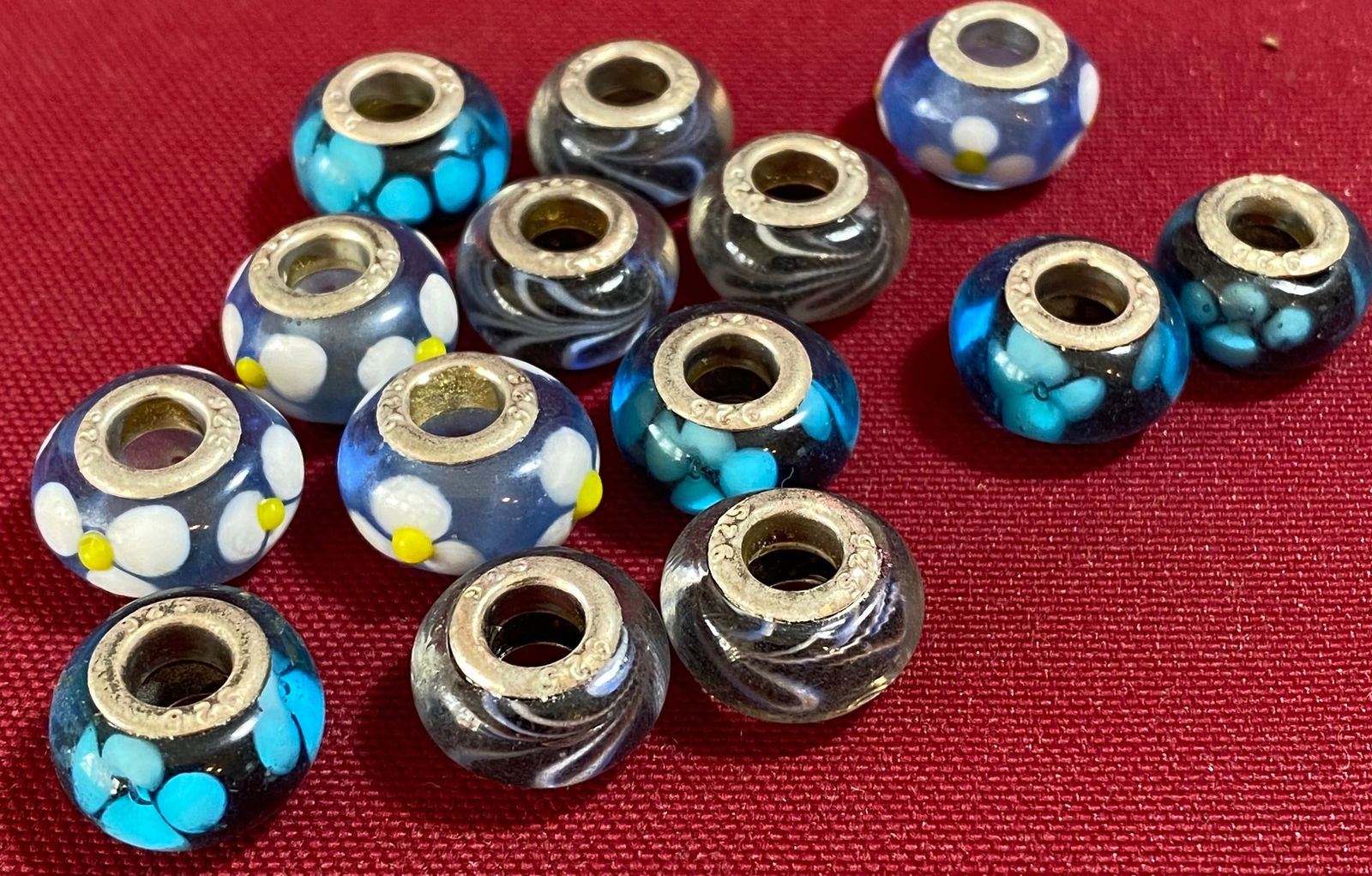 Sterling Silver and Glass Bracelet Charm Beads: Sterling Silver and Glass Bracelet Charm Beads