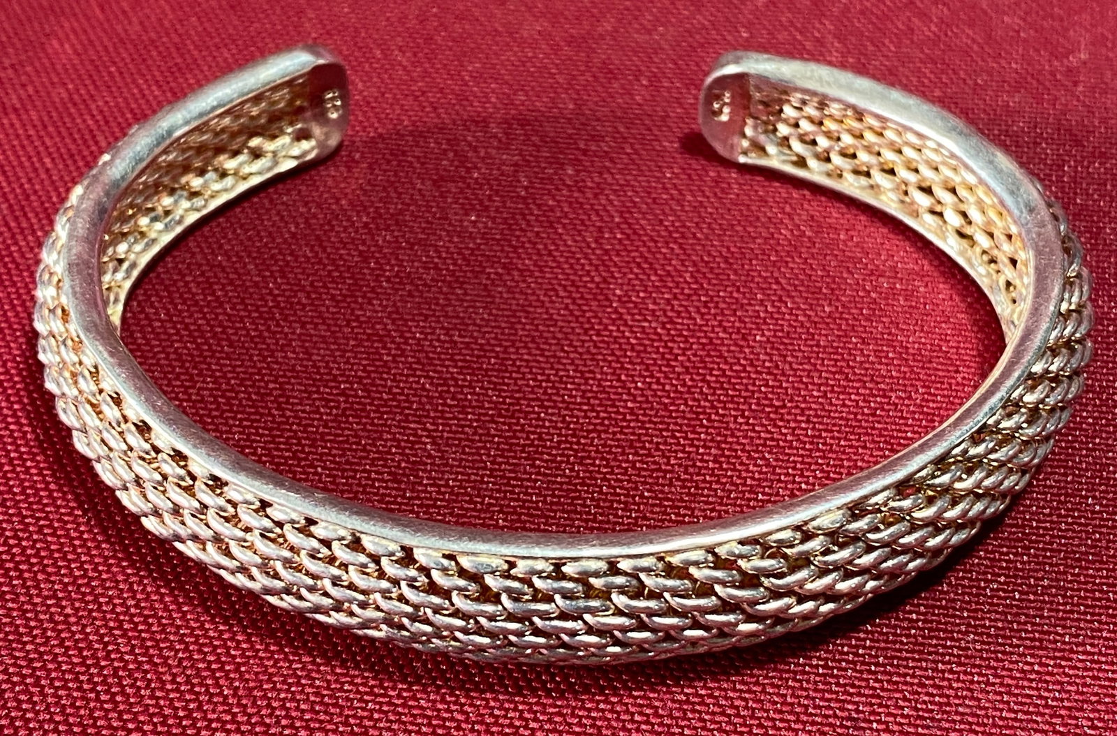 T & Co Sterling Silver Mesh Cuff Bracelet - Approx 26.75 Grams (1 of 5)