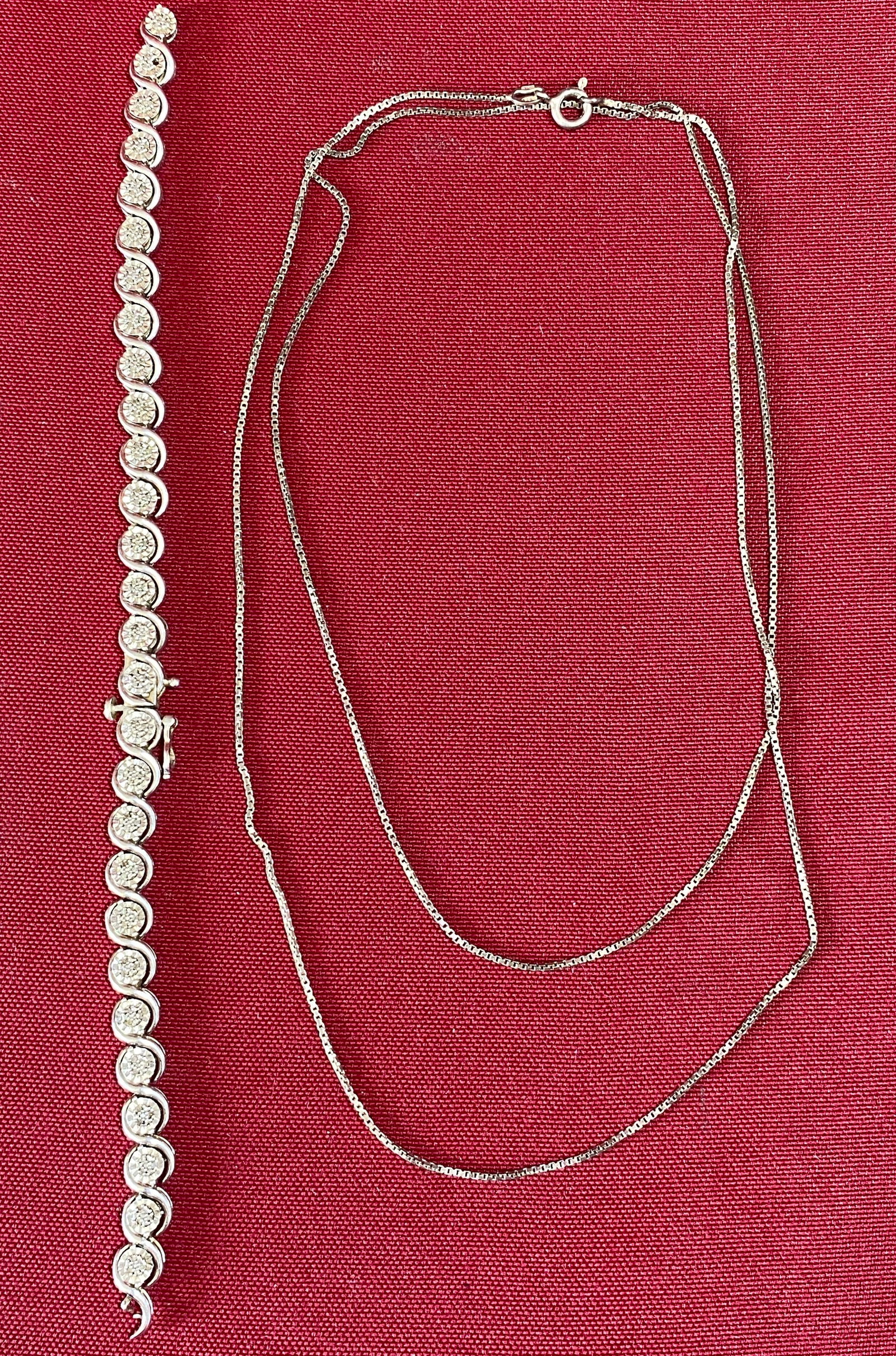 Sterling Silver Chain and Bracelet - Bracelet Needs Repair (1 of 8)