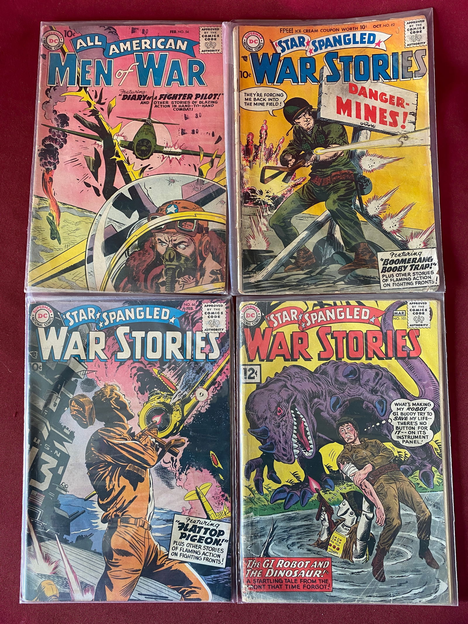 Four Vintage DC Comic Books - All American No. , Men of War No. , Star Spangled War Stories No. (1 of 6)