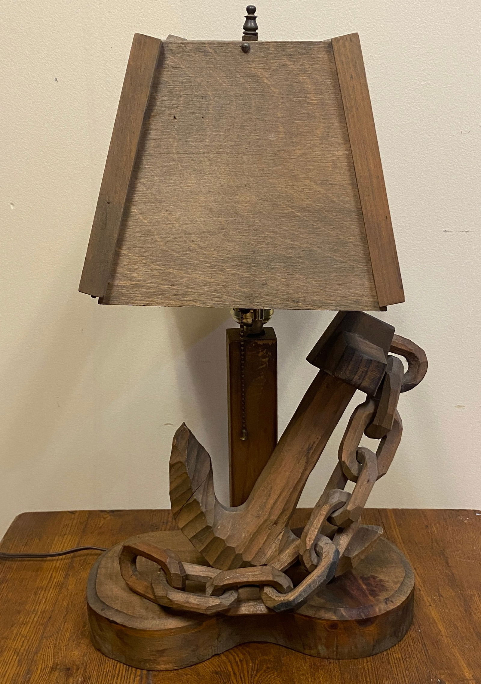 Hand Carved Wooden Nautical Anchor with Chain Lamp - Working - Absolutely NO Shipping (1 of 5)