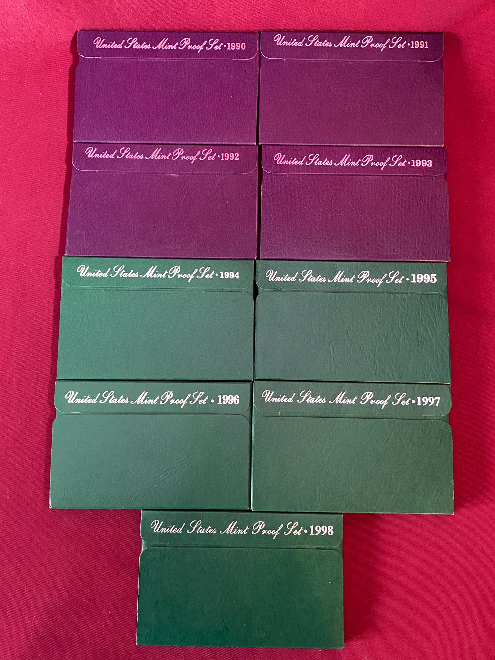 Nine U.S. Mint Proof Sets - 1990-1998 (1 of 1)