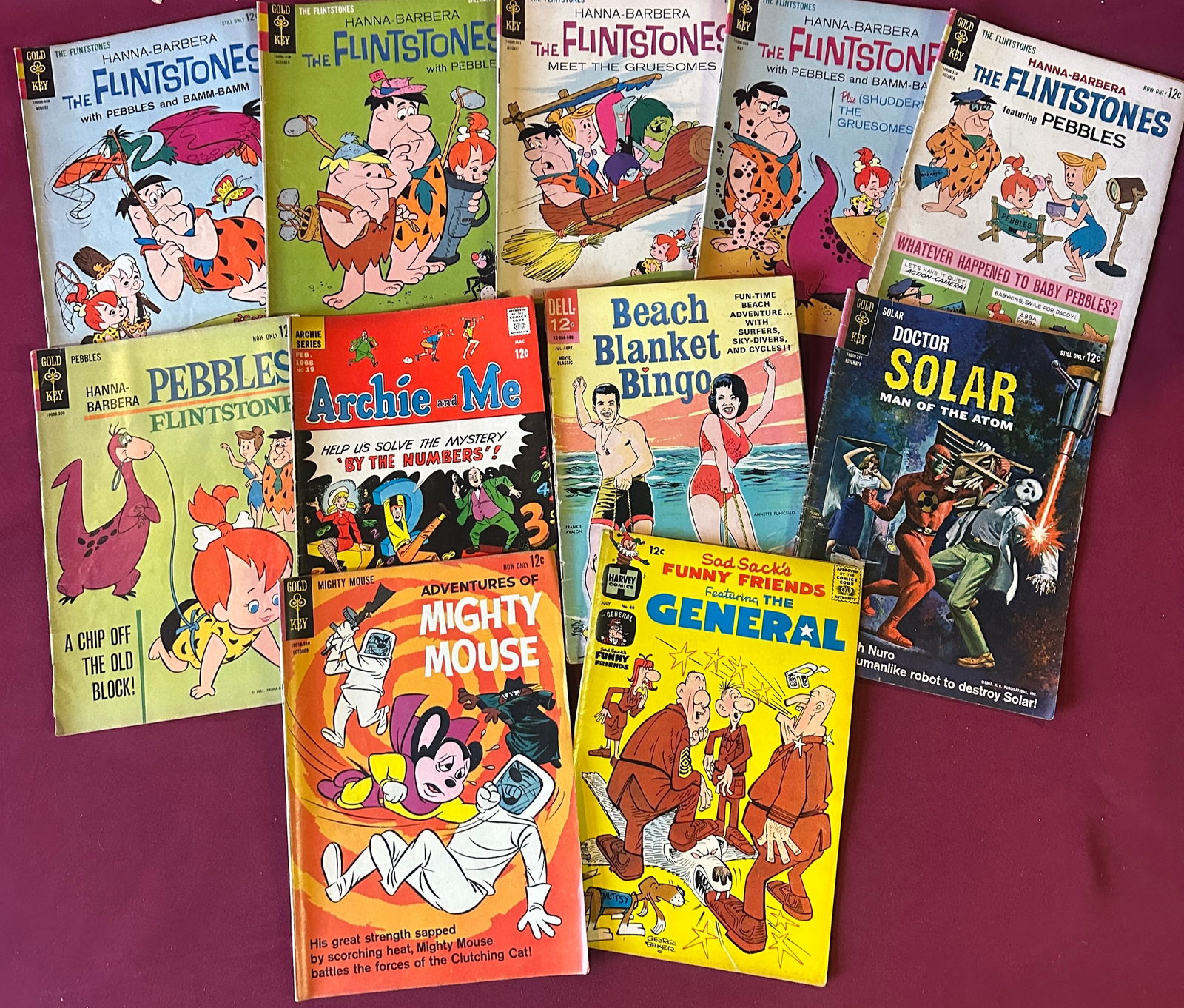 Eleven Vintage 12 Cent Comic Books - Flintstones, Dr. Solar, Archie, Etc.: Eleven Vintage 12 Cent Comic Books - Flintstones, Dr. Solar, Archie, Etc.