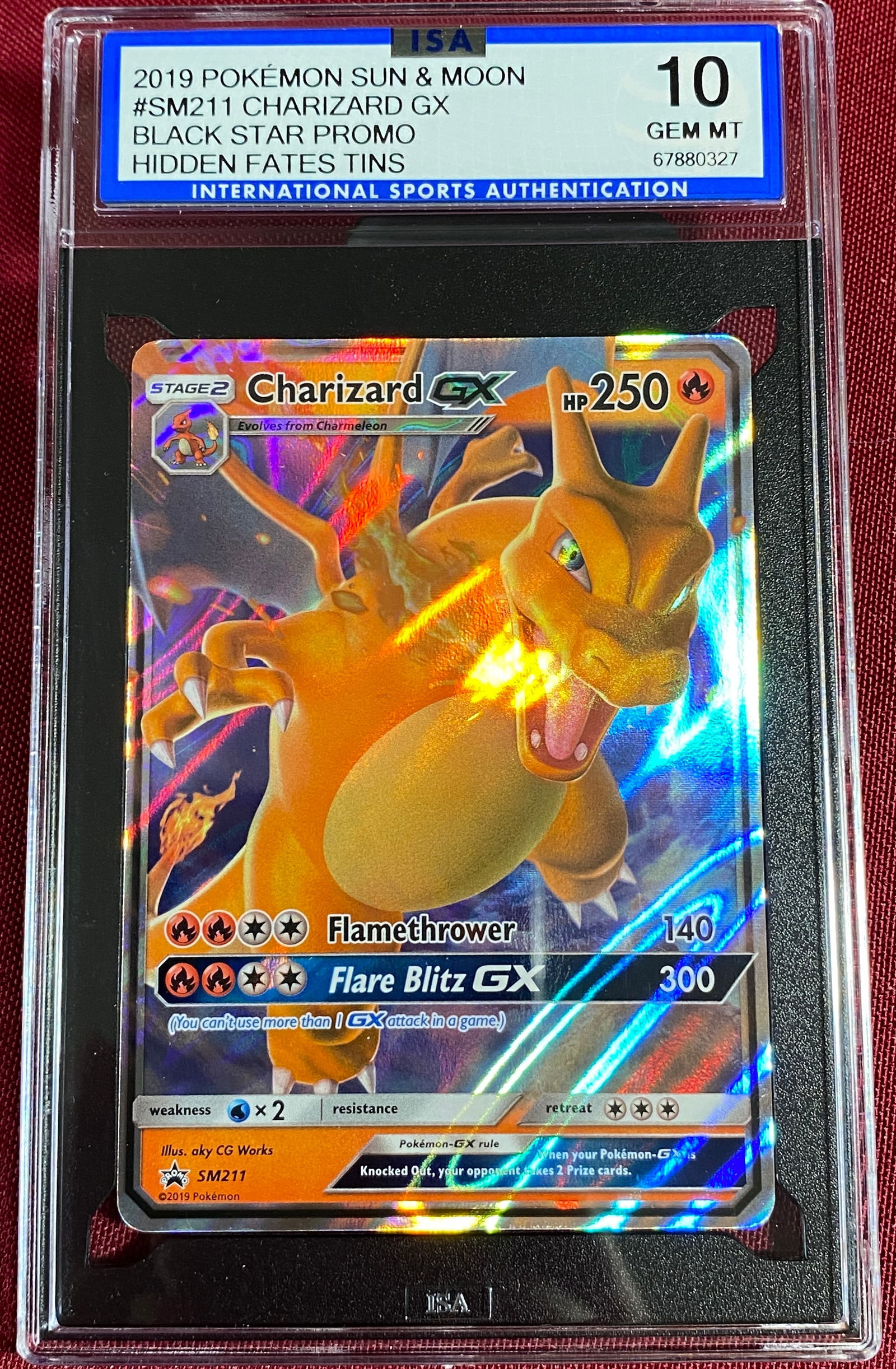 Graded 2019 Pokemon Sun & Moon #SM211 Charizard GX Black Star Proma Hidden Fates Tins - Gem Mit 10 (1 of 2)