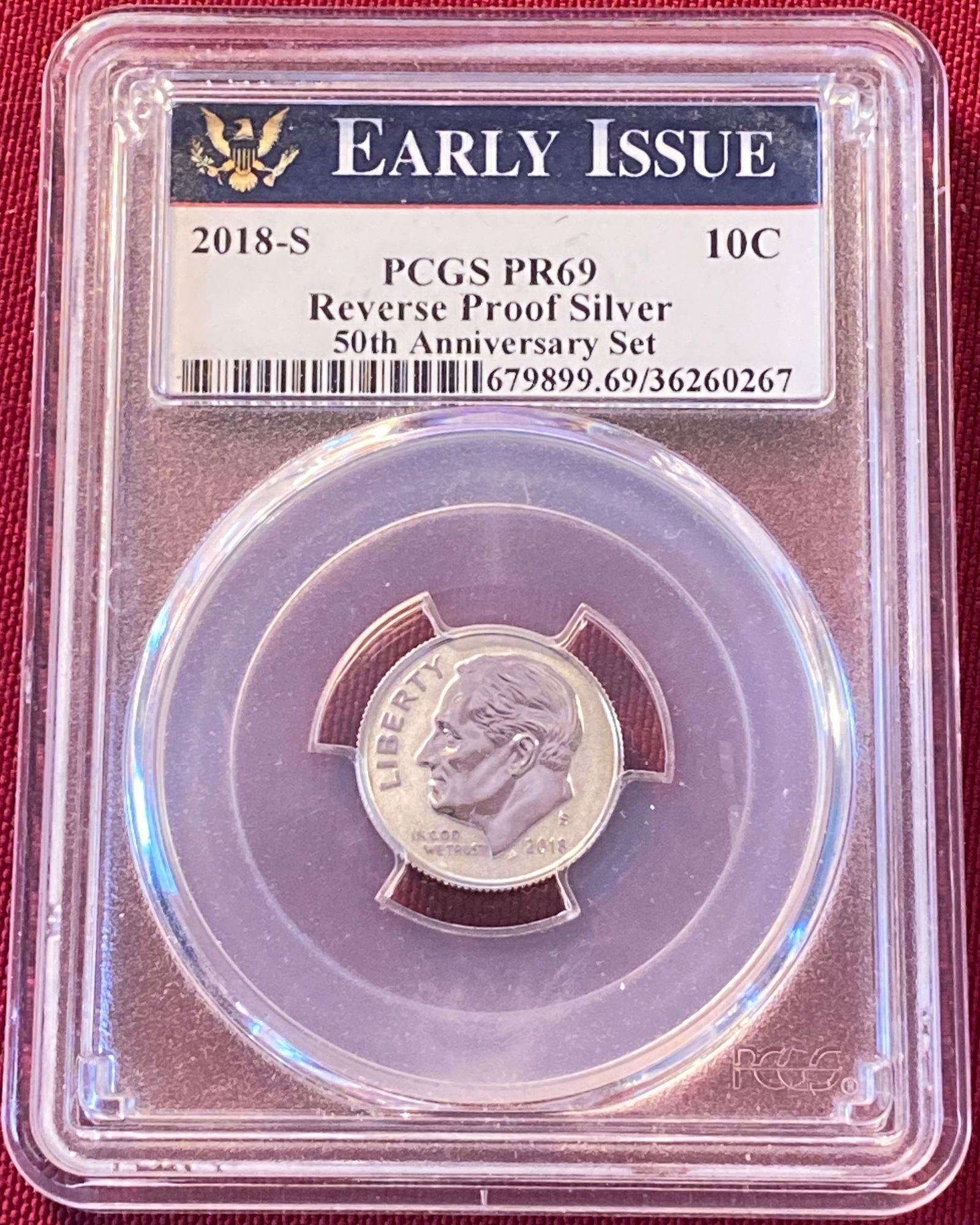 Graded 2018-S Roosevelt Silver Dime - Reverse Proof - PR69 by PCGS (1 of 3)