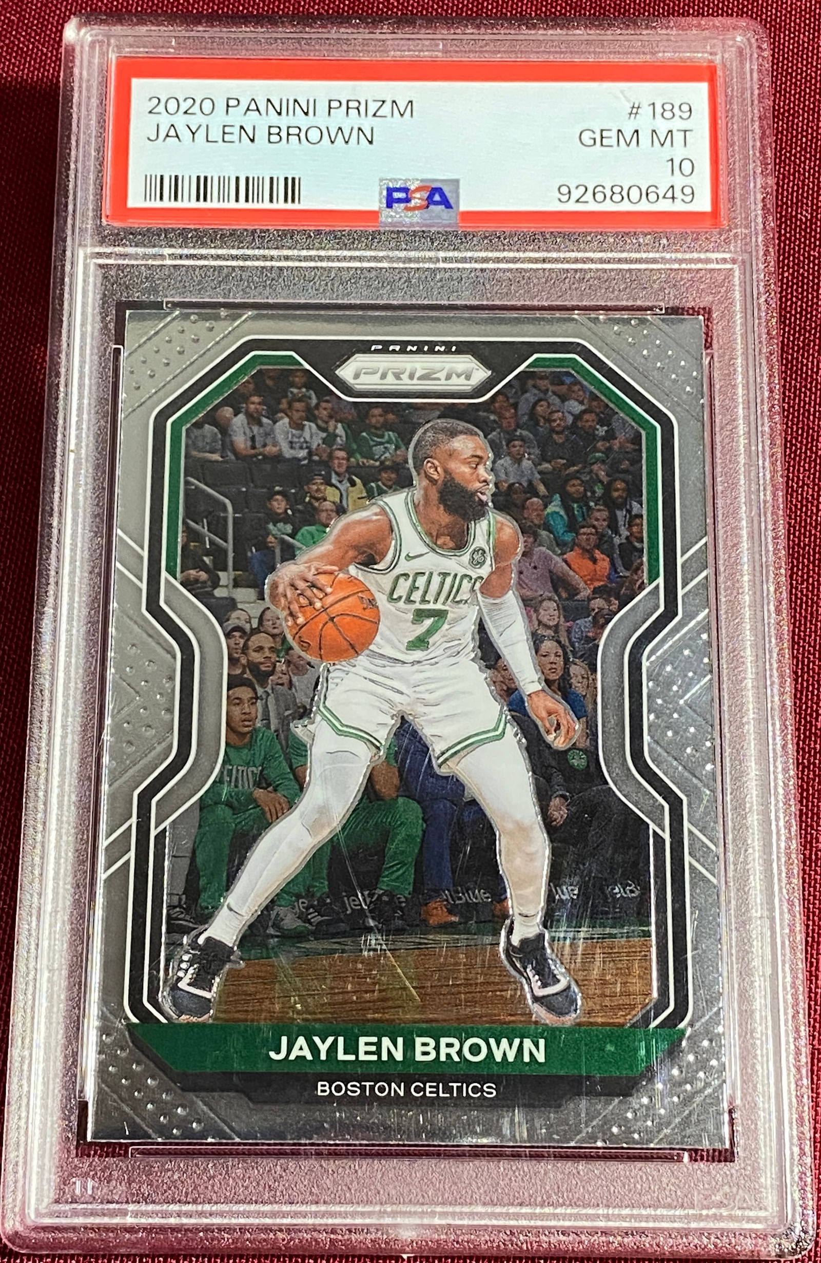 Graded 2020 Panini Prizm #189 Jaylen Brown Basketball Card - GEM Mint 10 by PSA (1 of 3)