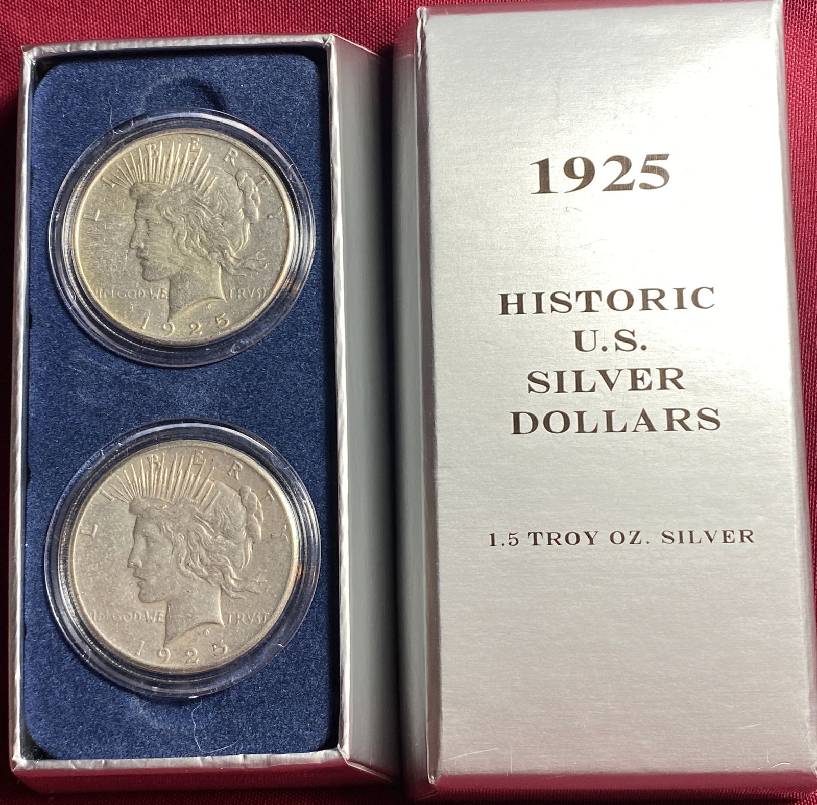 Two 1925 Peace Silver Dollars - 'Historic Morgain Silver Dollars' Set (1 of 5)