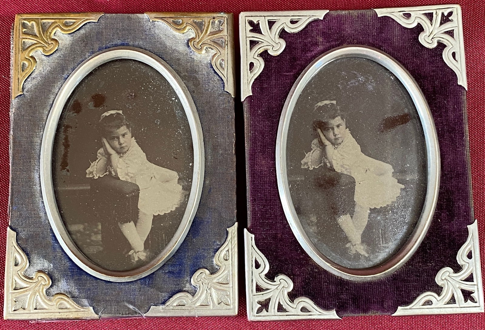 Two Framed Tintypes of Girl - in Ornate Frames: Two Framed Tintypes of Girl - in Ornate Frames