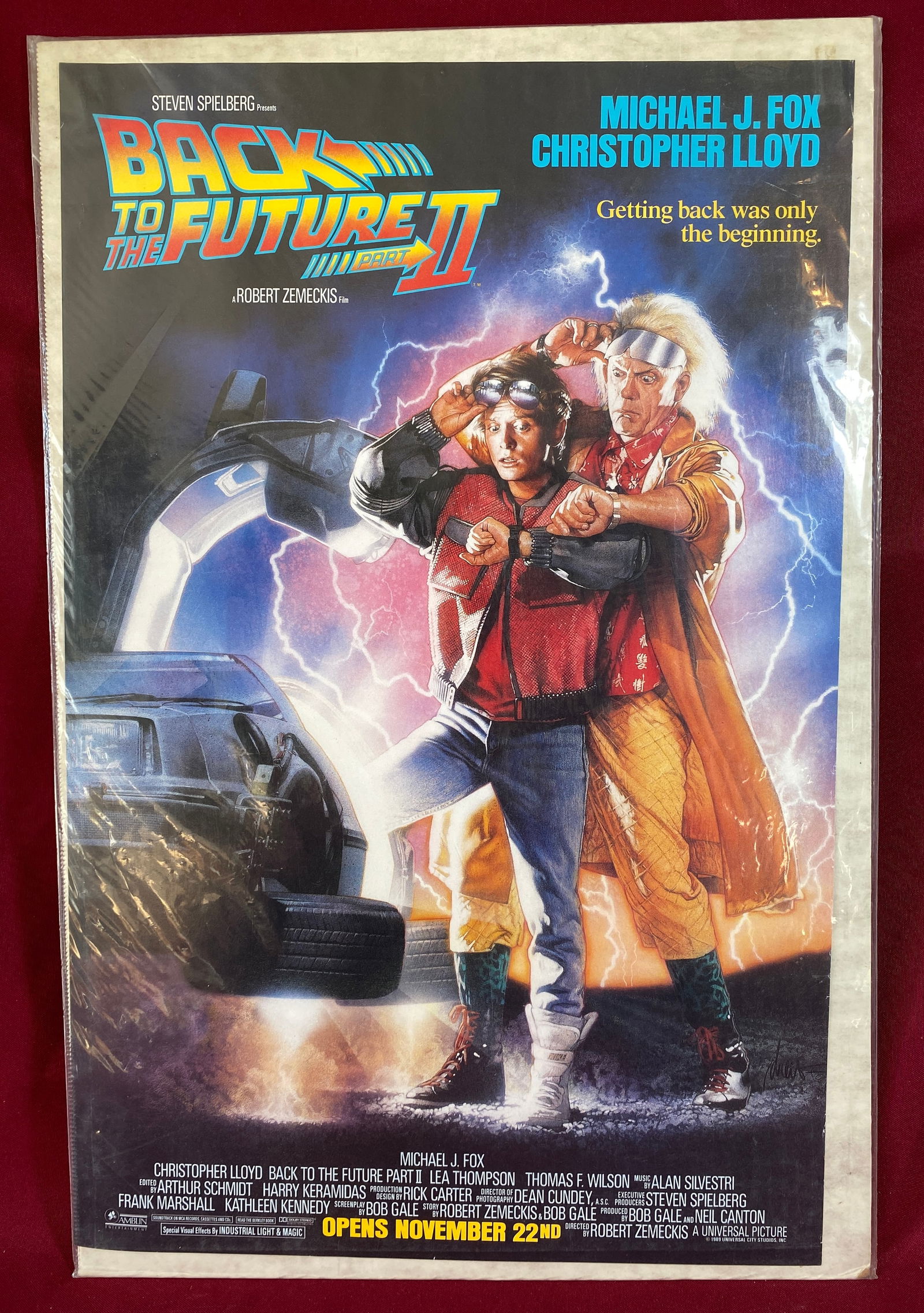 Vintage 1989 Back to the Future II Movie Window Poster/Card: Vintage 1989 Back to the Future II Movie Window Poster/Card