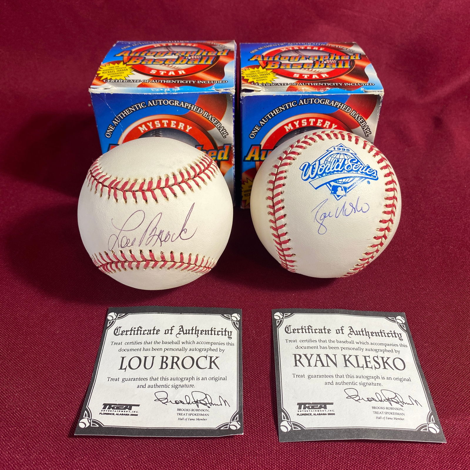 Two Mystery Autographed Baseballs in Original Boxes - Lou Brock and Ryan Klesko (1 of 6)