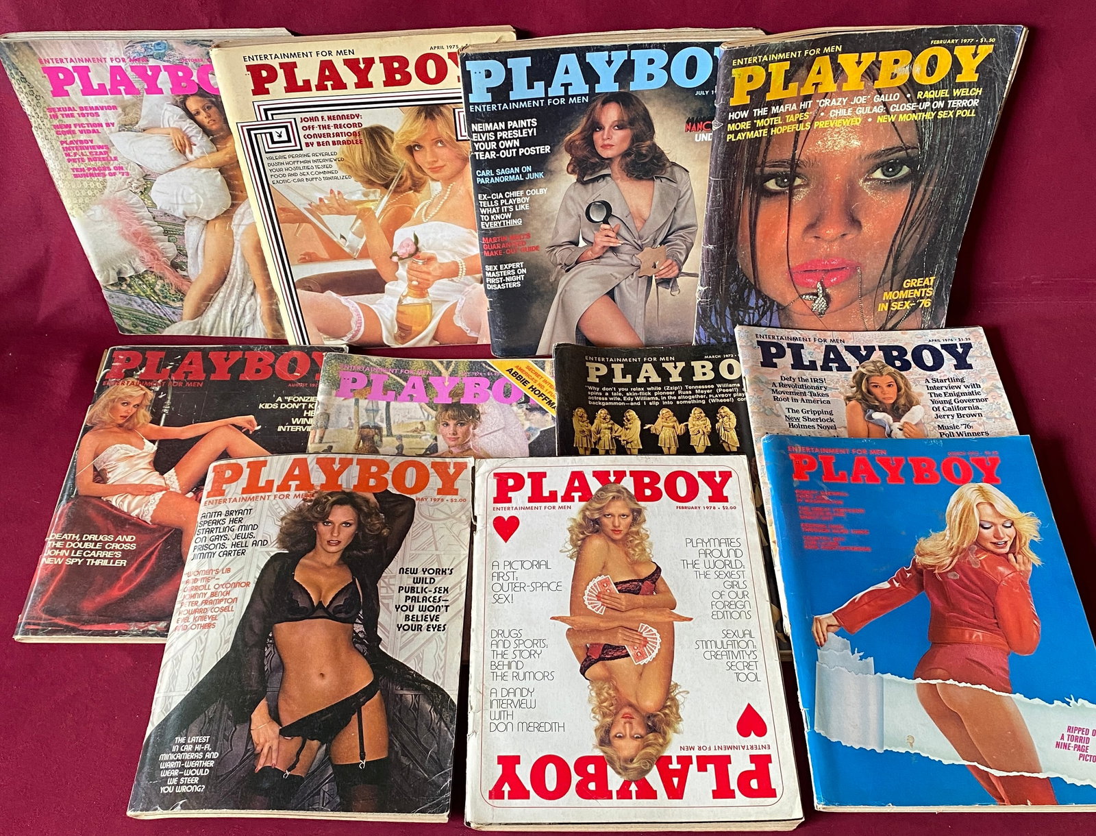 Eleven 1970s Vintage Playboy Magazines: Eleven 1970s Vintage Playboy Magazines