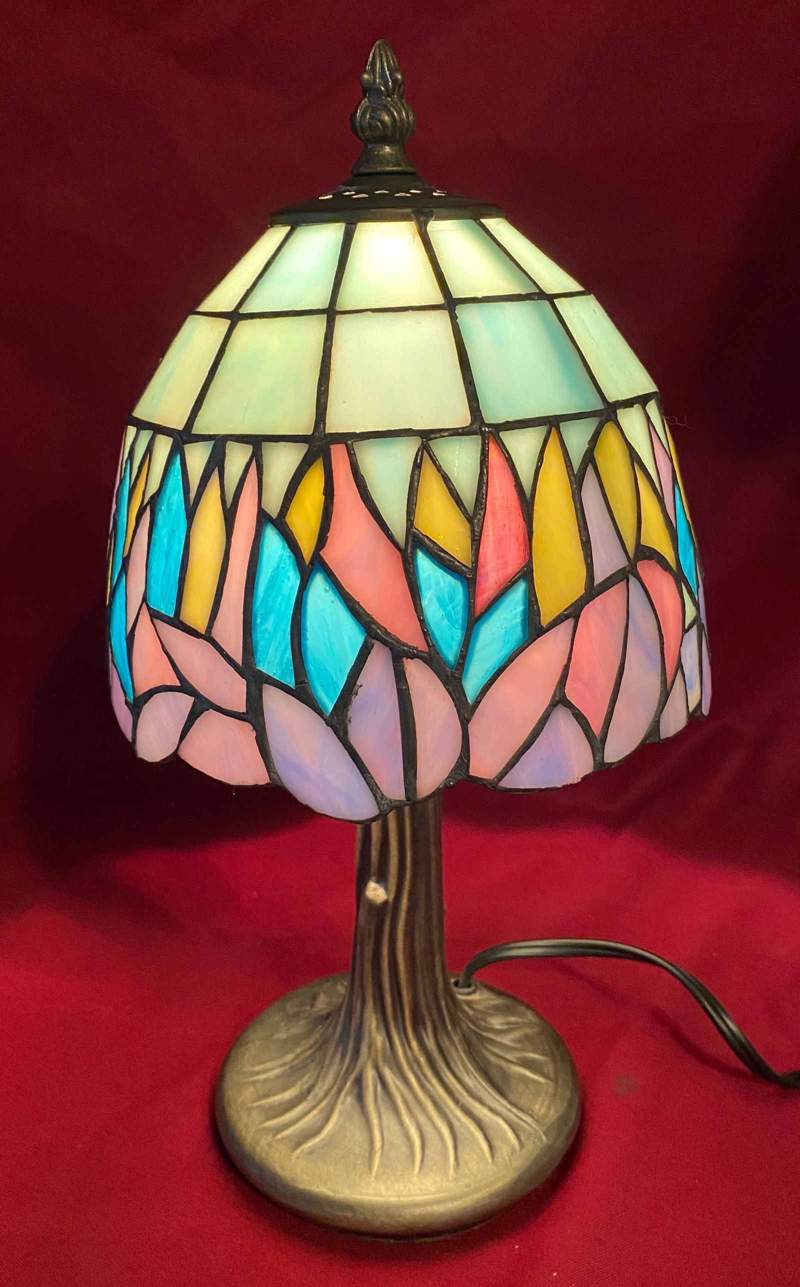 Small Leaded Stained Glass Modern 13" Light: Small Leaded Stained Glass Modern 13" Light