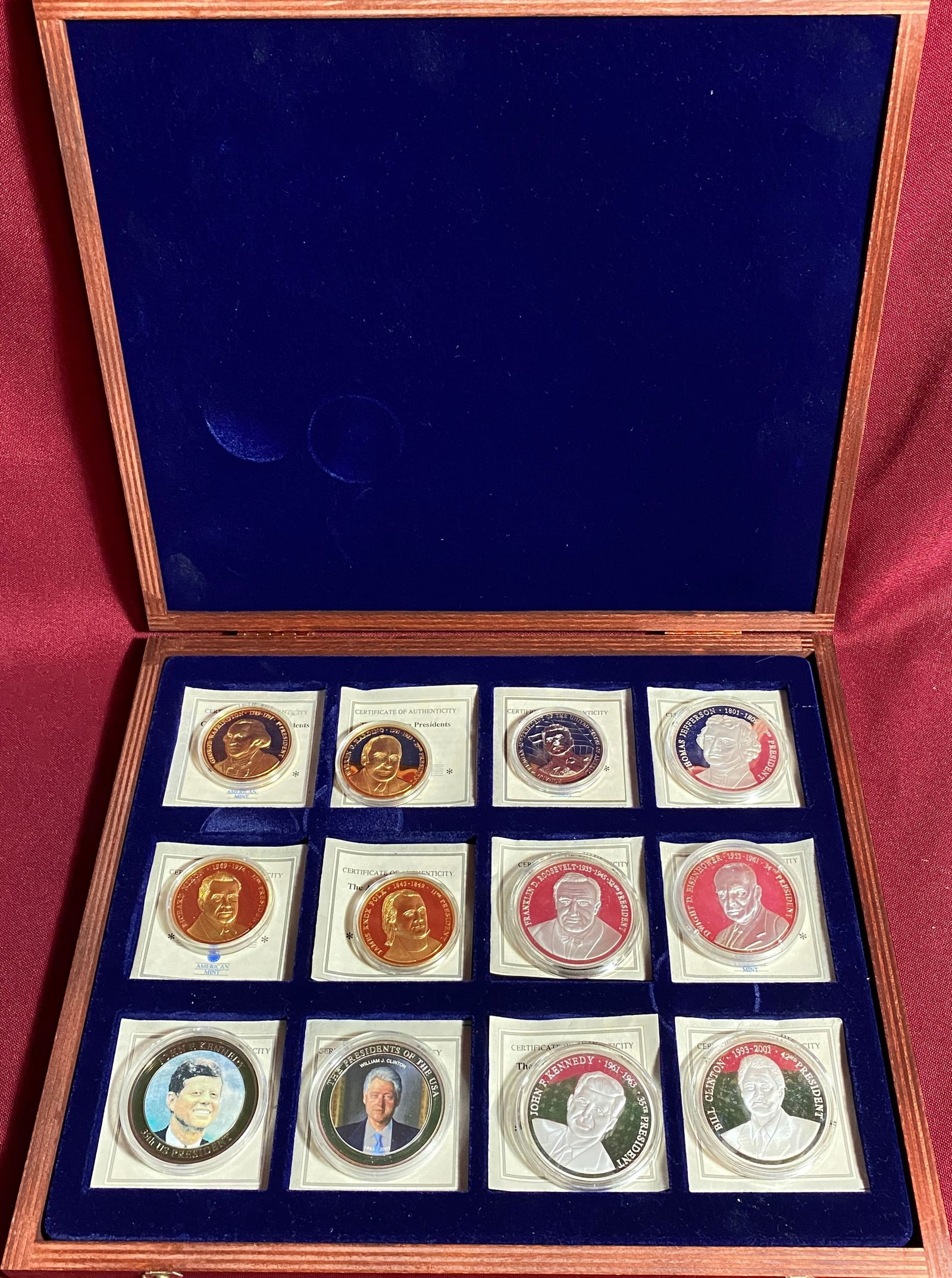 Presidents of the United States Proof Copper Medallion/Coins - Silver-Plates, Gold-Plated, (1 of 8)