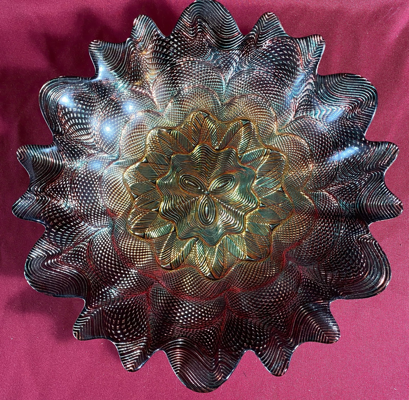 Artistic Green, Gold, Red Web Forged Silver Glass Bowl: Artistic Green, Gold, Red Web Forged Silver Glass Bowl