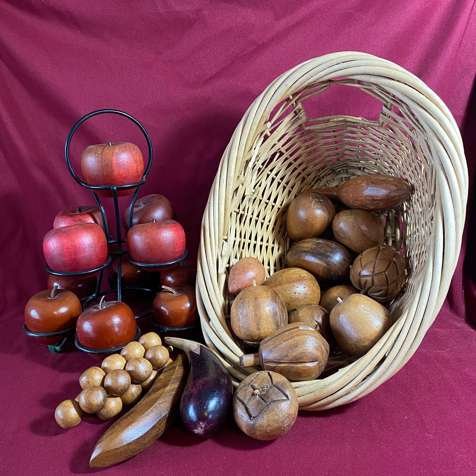 Wooden Fruit with Stand & Basket - Absolutely NO Shipping: Wooden Fruit with Stand & Basket - Absolutely NO Shipping