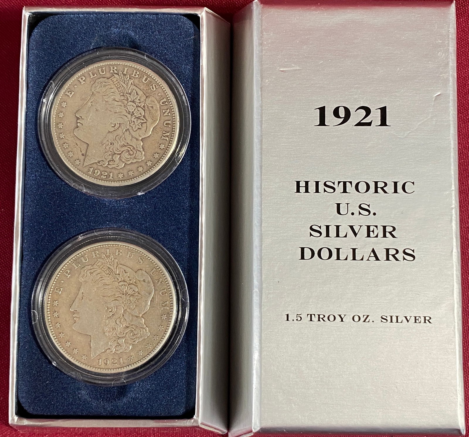 Two Morgan Silver Dollars - 1921 & 1921-S (1 of 6)