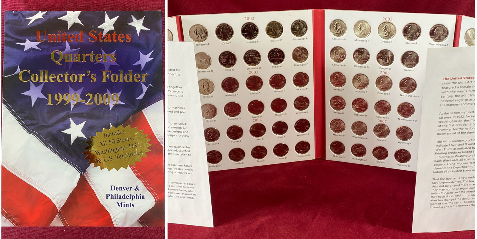 United States Quarters Collector's Folder 1999-2009 - D&P Mints - Includes All 50 States, Washington (1 of 6)