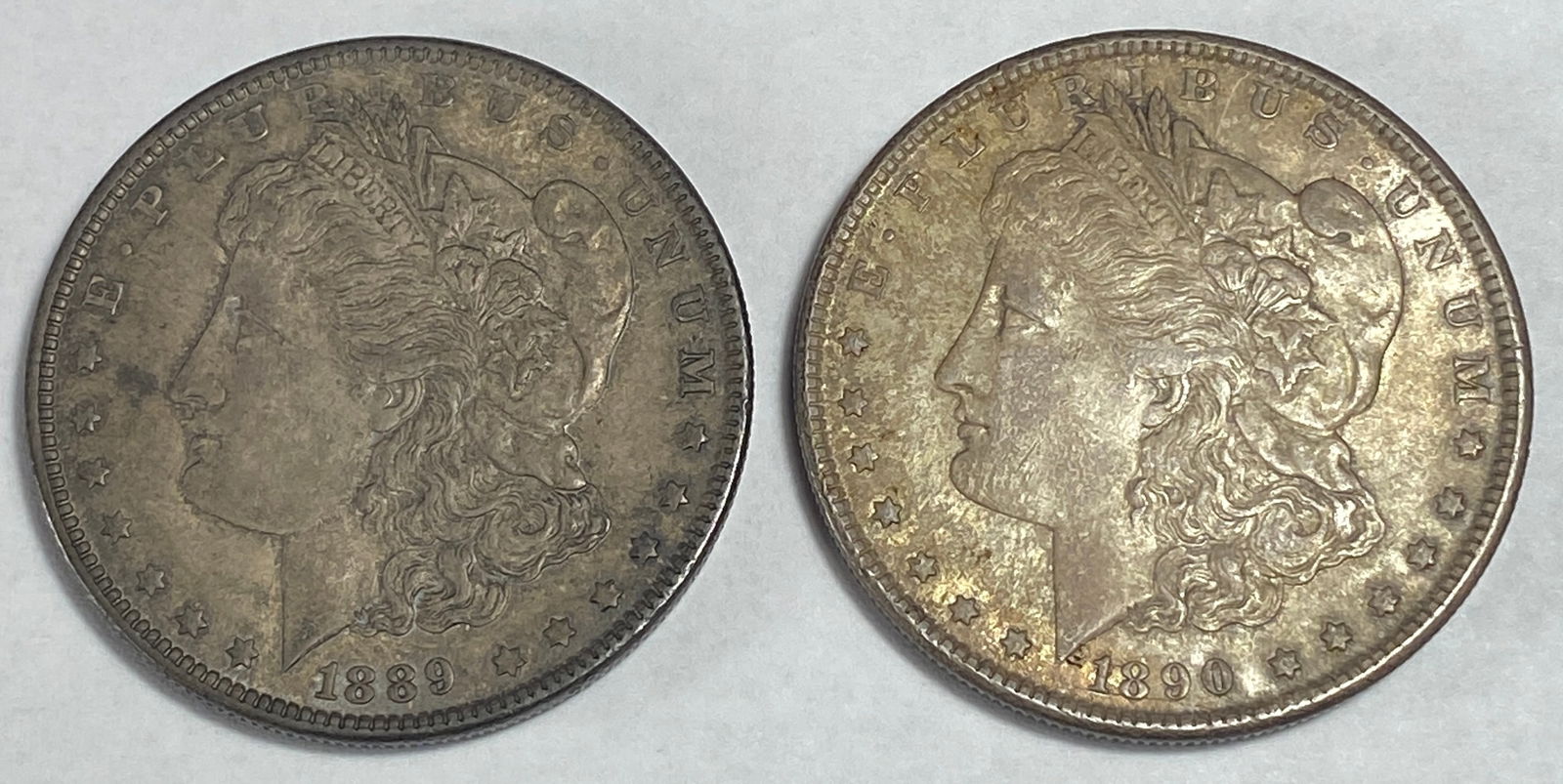 Two Morgan Silver Dollars - 1889 & 1890: Two Morgan Silver Dollars - 1889 & 1890