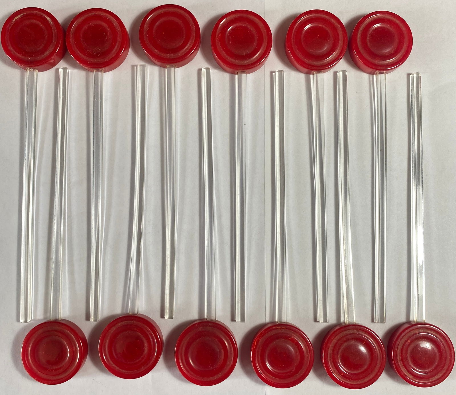 Twelve Vintage Cherry Red Bakelite Drink Stirrers: Twelve Vintage Cherry Red Bakelite Drink Stirrers