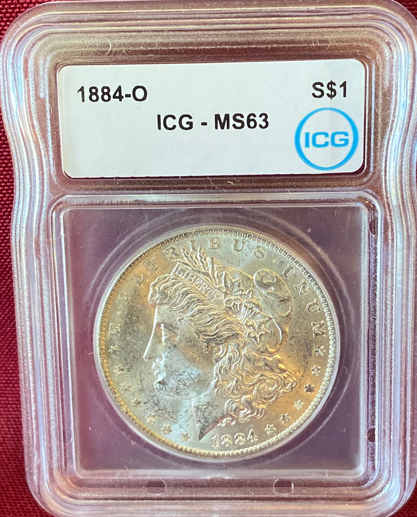 Graded 1884-O Morgan Silver Dollar - MS63 by ICG: Graded 1884-O Morgan Silver Dollar - MS63 by ICG