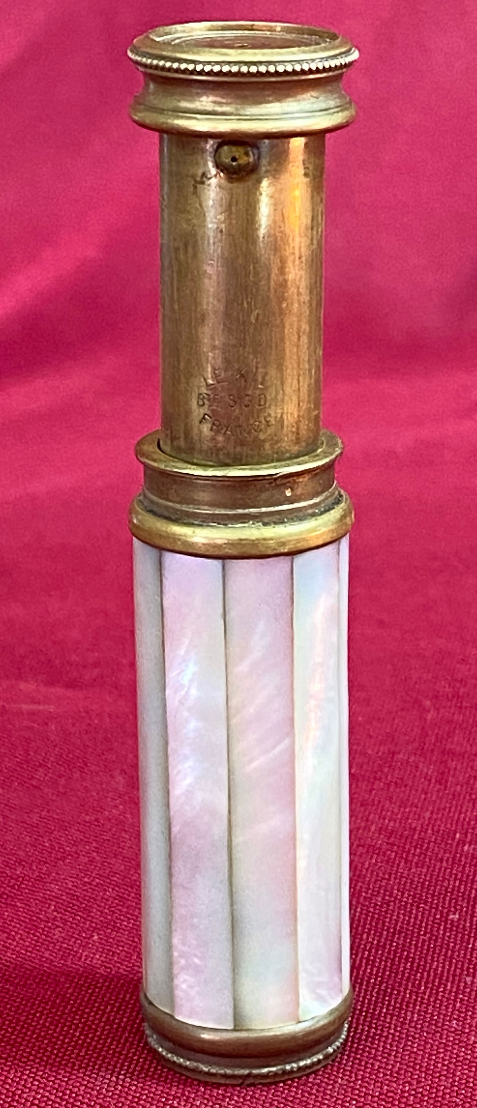 1920s Mother of Pearl French Perfume Atomizer - Marked LE KID BtE SGD France: 1920s Mother of Pearl French Perfume Atomizer - Marked LE KID BtE SGD France