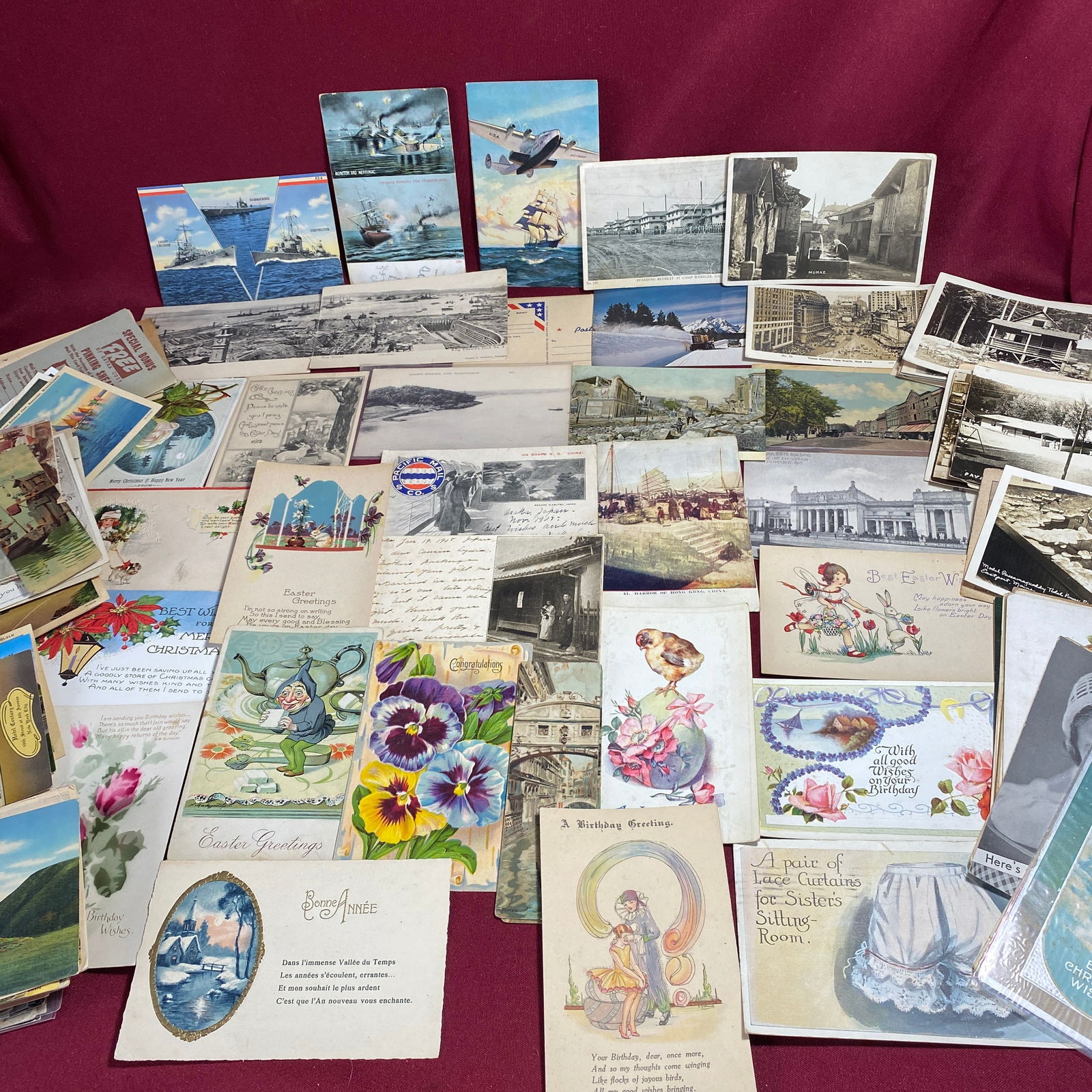 Assorted Antique and Vintage Postcards - Holiday, RPPC, Military, Travel, Black & White, Linen,: Assorted Antique and Vintage Postcards - Holiday, RPPC, Military, Travel, Black & White, Linen, Boats, Etc. - Approx 250