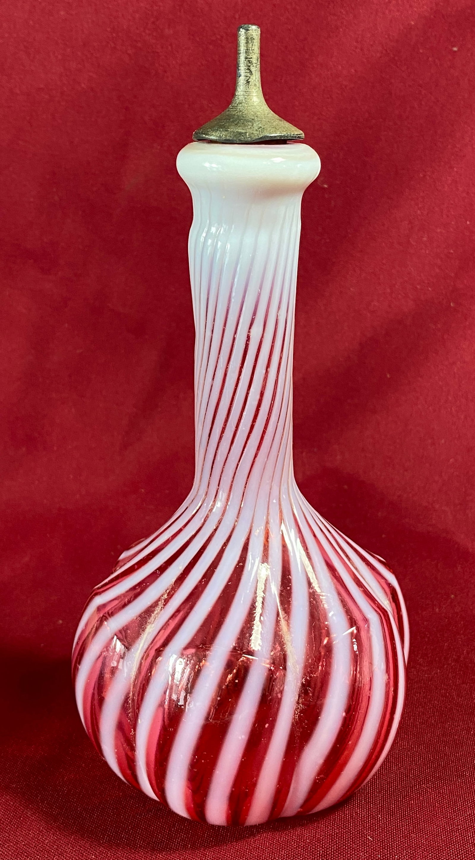 Cranberry Opalescent Swirl Barber Bottle: Cranberry Opalescent Swirl Barber Bottle