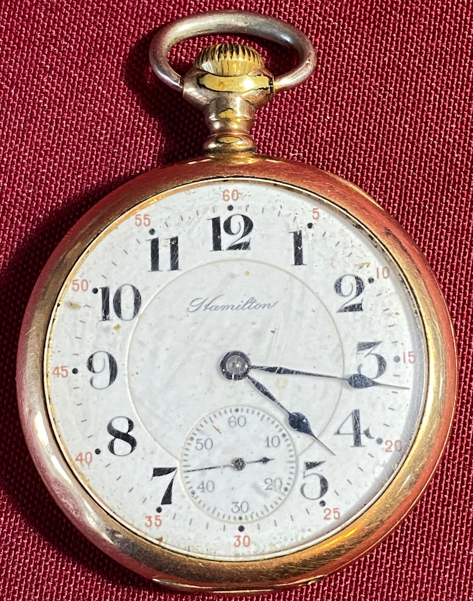 Older Hamilton 992 Railroad Pocket Watch - 21 Jewels - 5 Positions - Double Roller - Gold Filled -: Older Hamilton 992 Railroad Pocket Watch - 21 Jewels - 5 Positions - Double Roller - Gold Filled - Untested