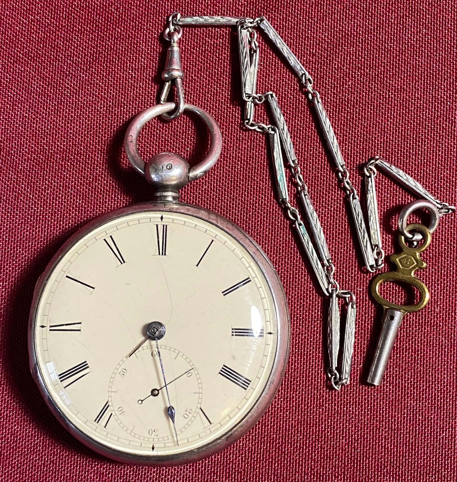 Antique Joseph Johnson Liverpool Key Wind Fusee Pocket Watch in Sterling Silver Case: Antique Joseph Johnson Liverpool Key Wind Fusee Pocket Watch in Sterling Silver Case