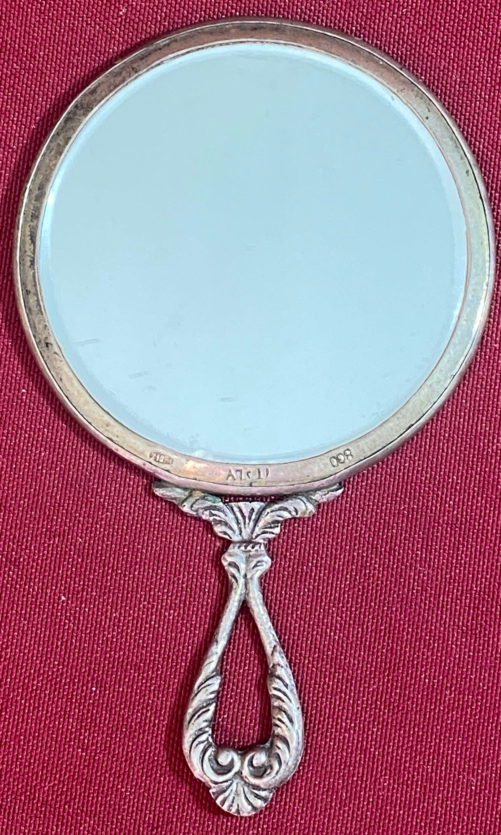 Smaller Ornate Hand Mirror - Marked 800 Italy - 36.92 Grams: Smaller Ornate Hand Mirror - Marked 800 Italy - 36.92 Grams