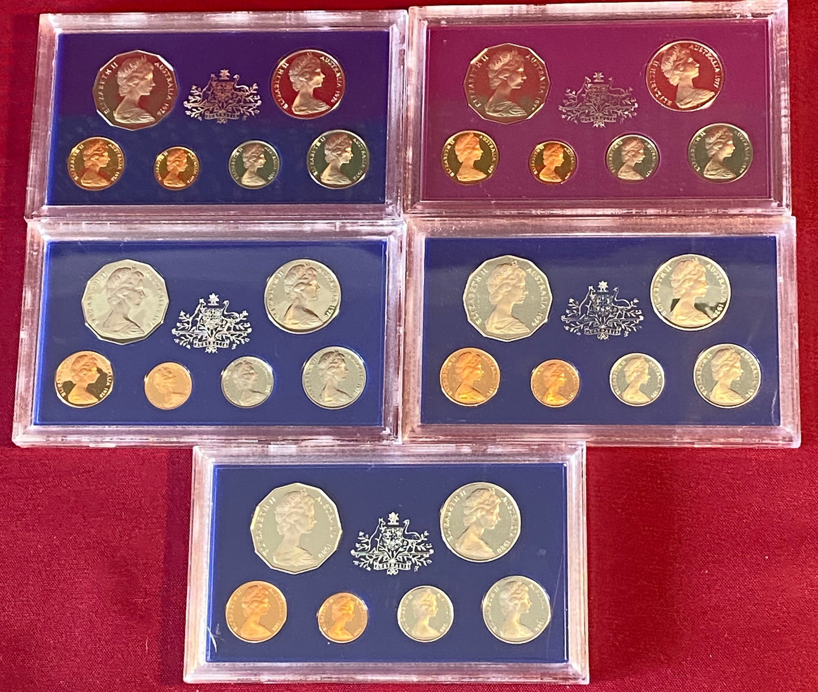 Five Royal Australian Mint Proof Set - 1976-1980: Five Royal Australian Mint Proof Set - 1976-1980