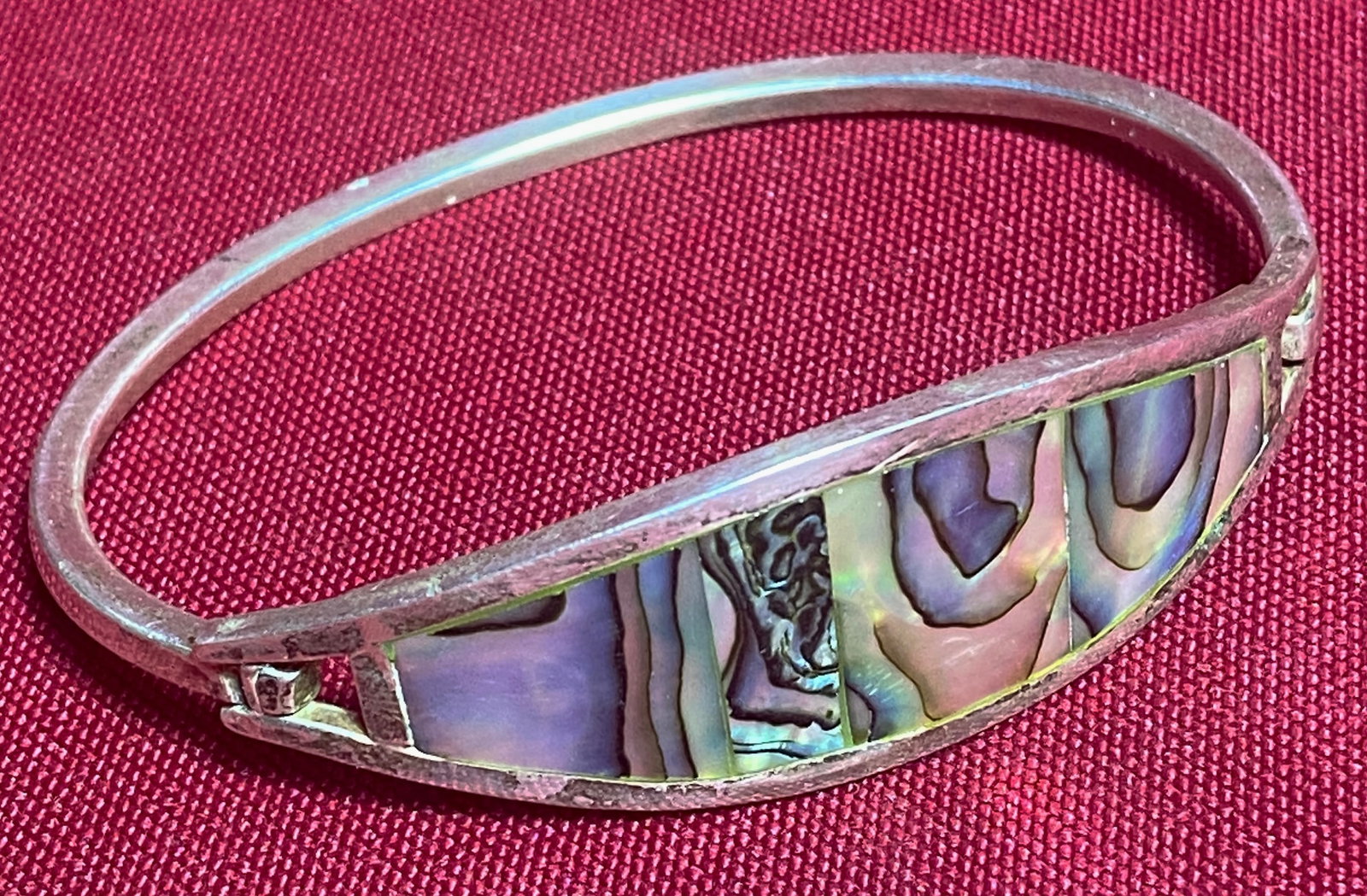 Abalone Shell Bracelet Marked 'Alpaca Mexico': Abalone Shell Bracelet Marked 'Alpaca Mexico'