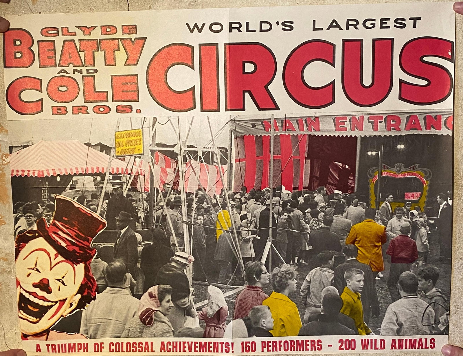 Clyde Beatty - Cole Bros. Circus Poster - Approx 20"x26": Clyde Beatty - Cole Bros. Circus Poster - Approx 20"x26"
