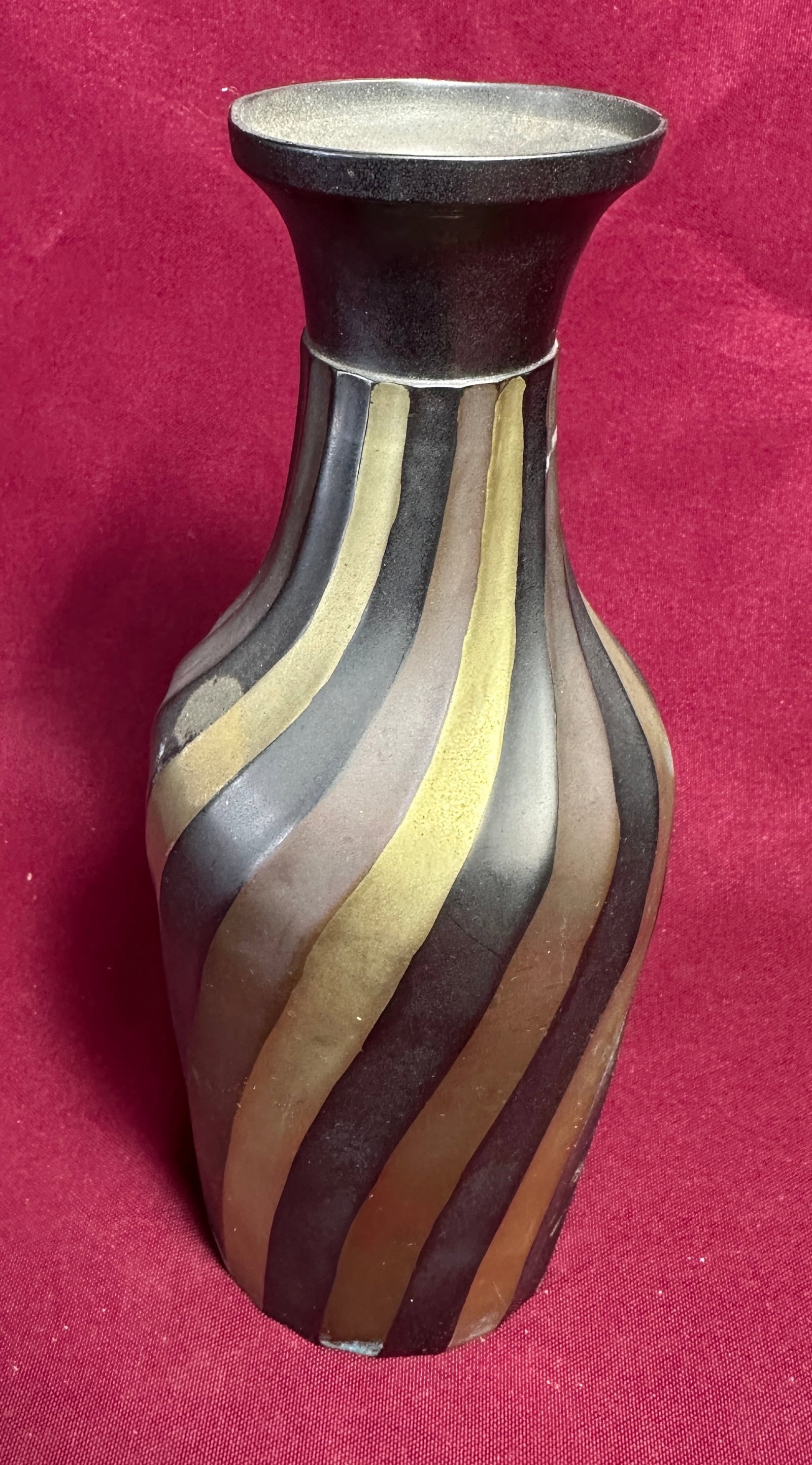 Vintage Enesco Three Tone Solid Brass 8" Vase: Vintage Enesco Three Tone Solid Brass 8" Vase